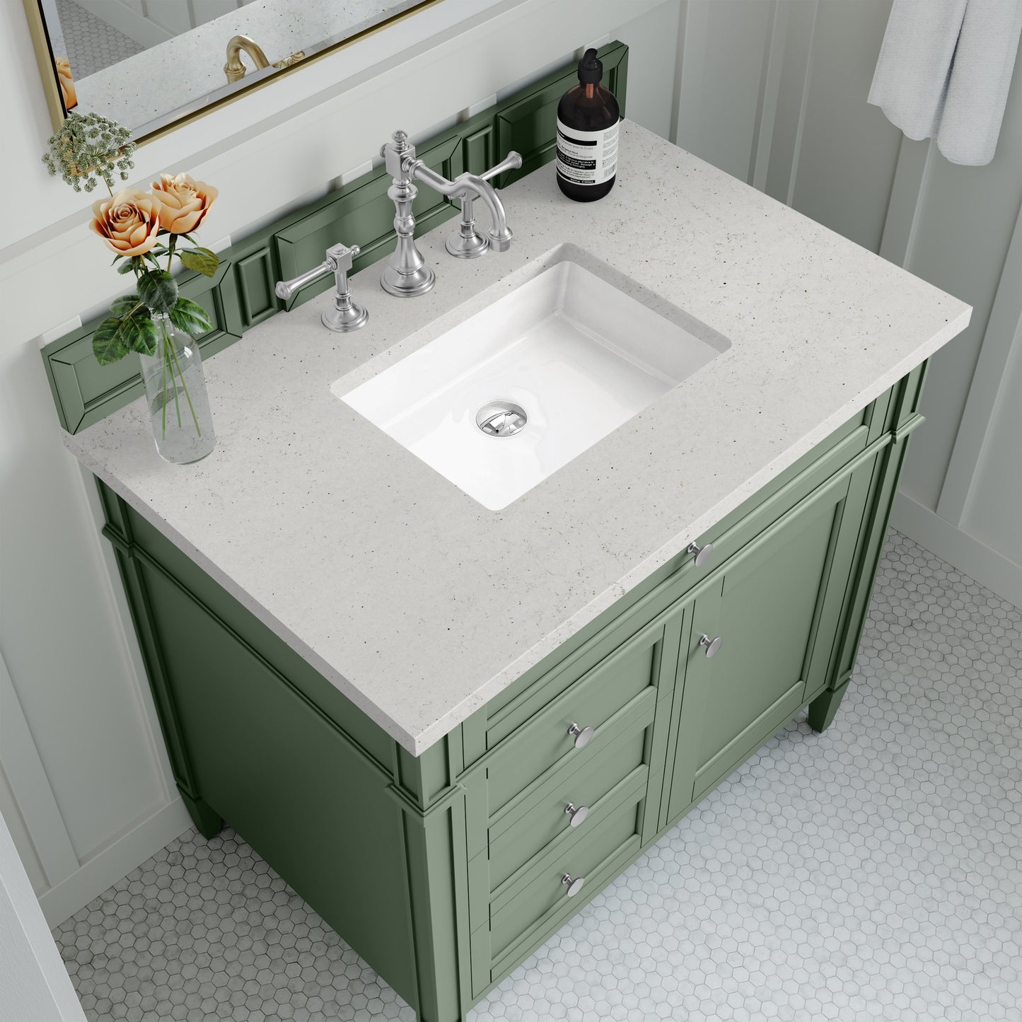 
                  
                    Brittany 36" Single Vanity in Smokey Celadon Single Bathroom Vanity James Martin Vanities Lime Delight Silestone 
                  
                
