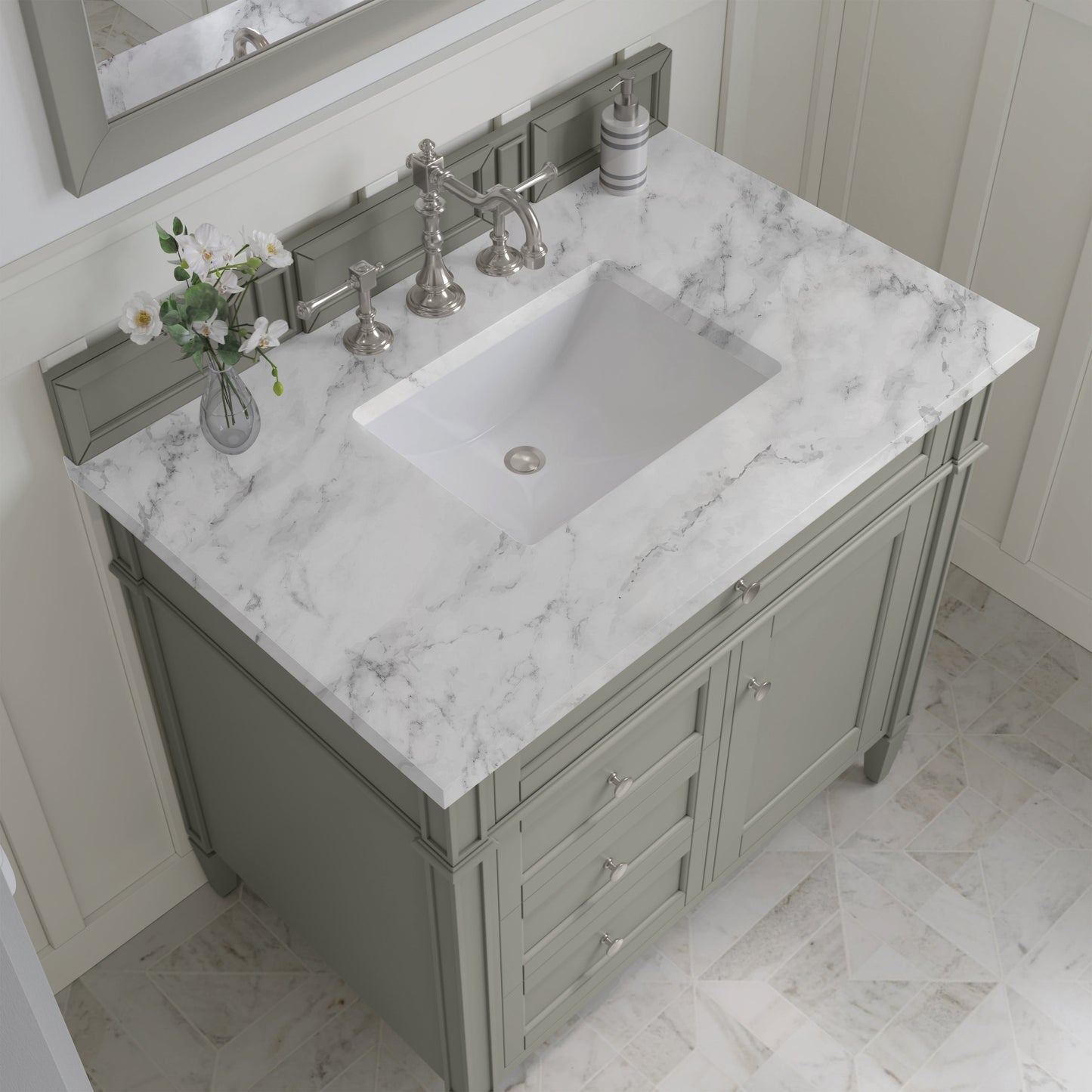
                  
                    Brittany 36" Single Vanity in Urban Gray Single Bathroom Vanity James Martin Vanities Carrara White Marble 
                  
                