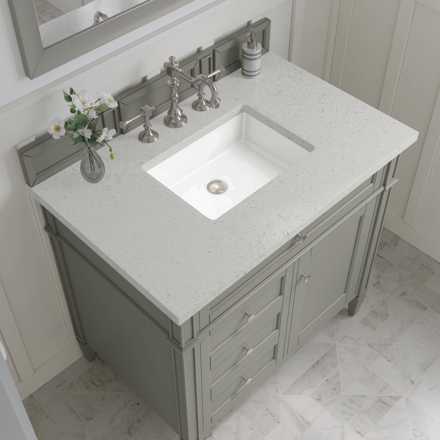 
                  
                    Brittany 36" Single Vanity in Urban Gray Single Bathroom Vanity James Martin Vanities Lime Delight Silestone 
                  
                