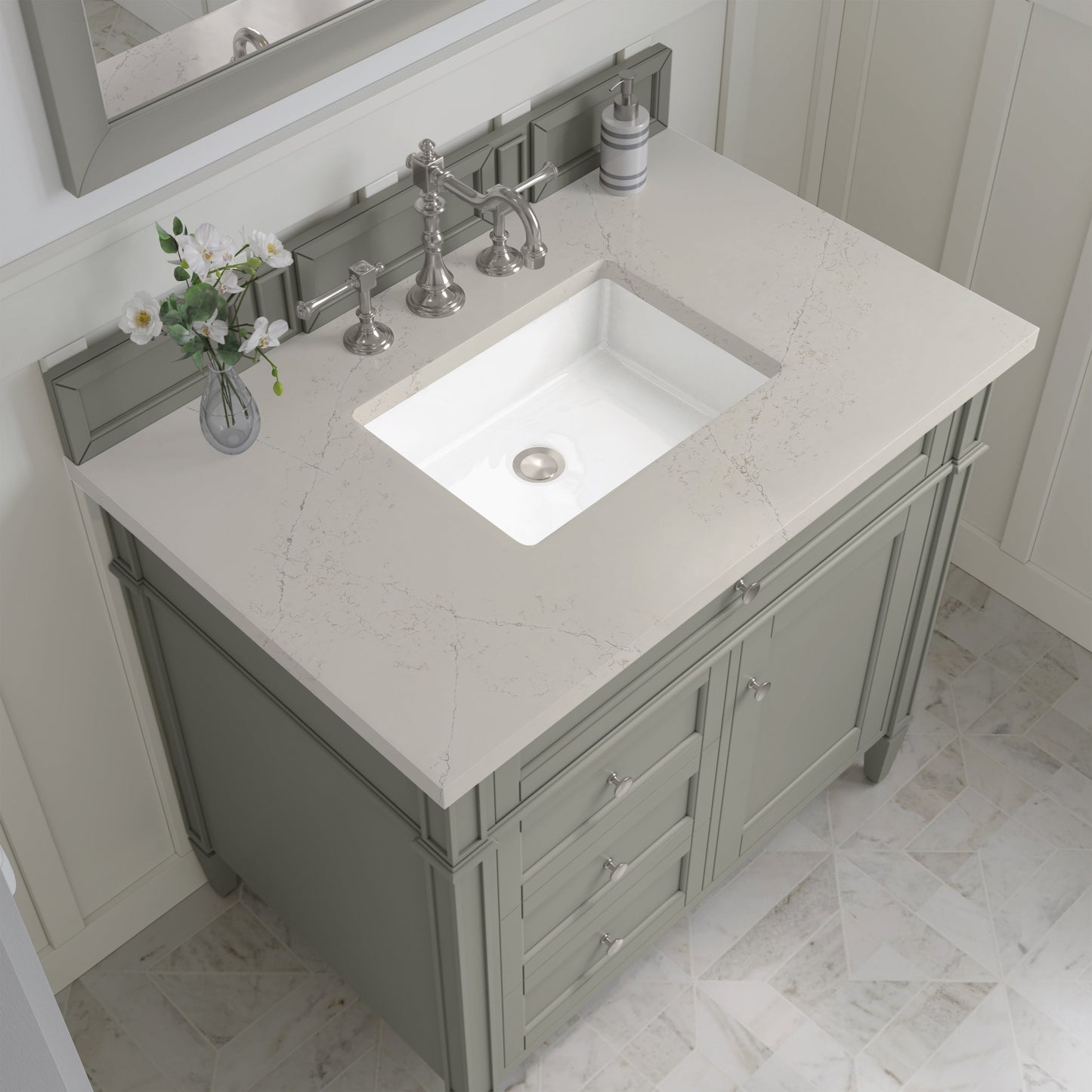 
                  
                    Brittany 36" Single Vanity in Urban Gray Single Bathroom Vanity James Martin Vanities Siberian Silestone 
                  
                