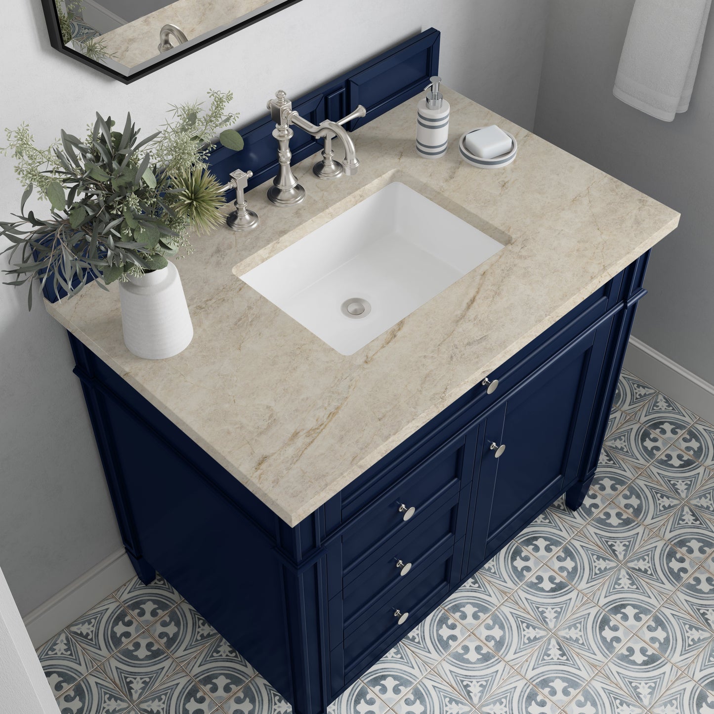 
                  
                    Brittany 36" Single Vanity in Victory Blue Single Bathroom Vanity James Martin Vanities Tajnar Eclos 
                  
                