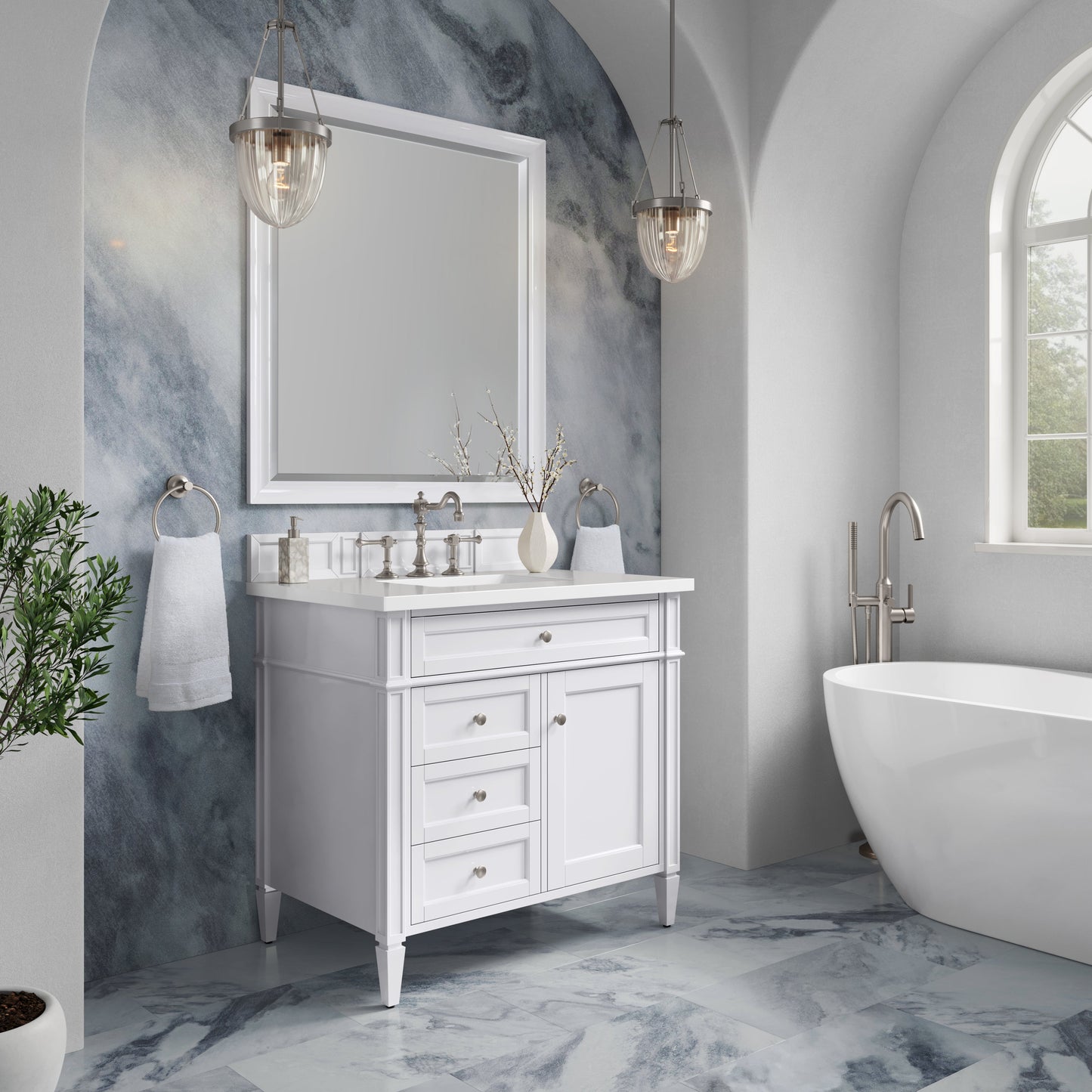 
                  
                    Brittany 36"Single Vanity in Bright White Single Bathroom Vanity James Martin Vanities Select Your Top 
                  
                