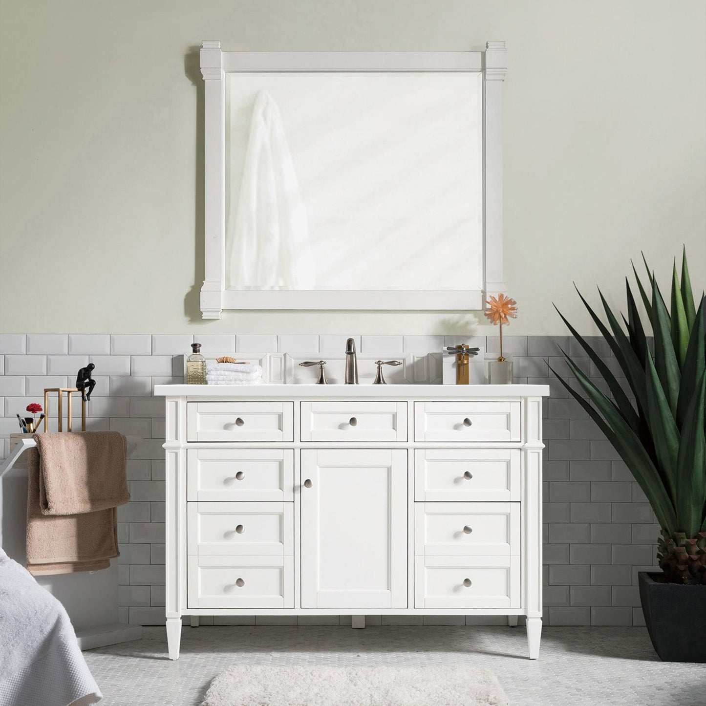 Brittany 48" Single Bathroom Vanity in Bright White Single Bathroom Vanity James Martin Vanities Select Your Top 