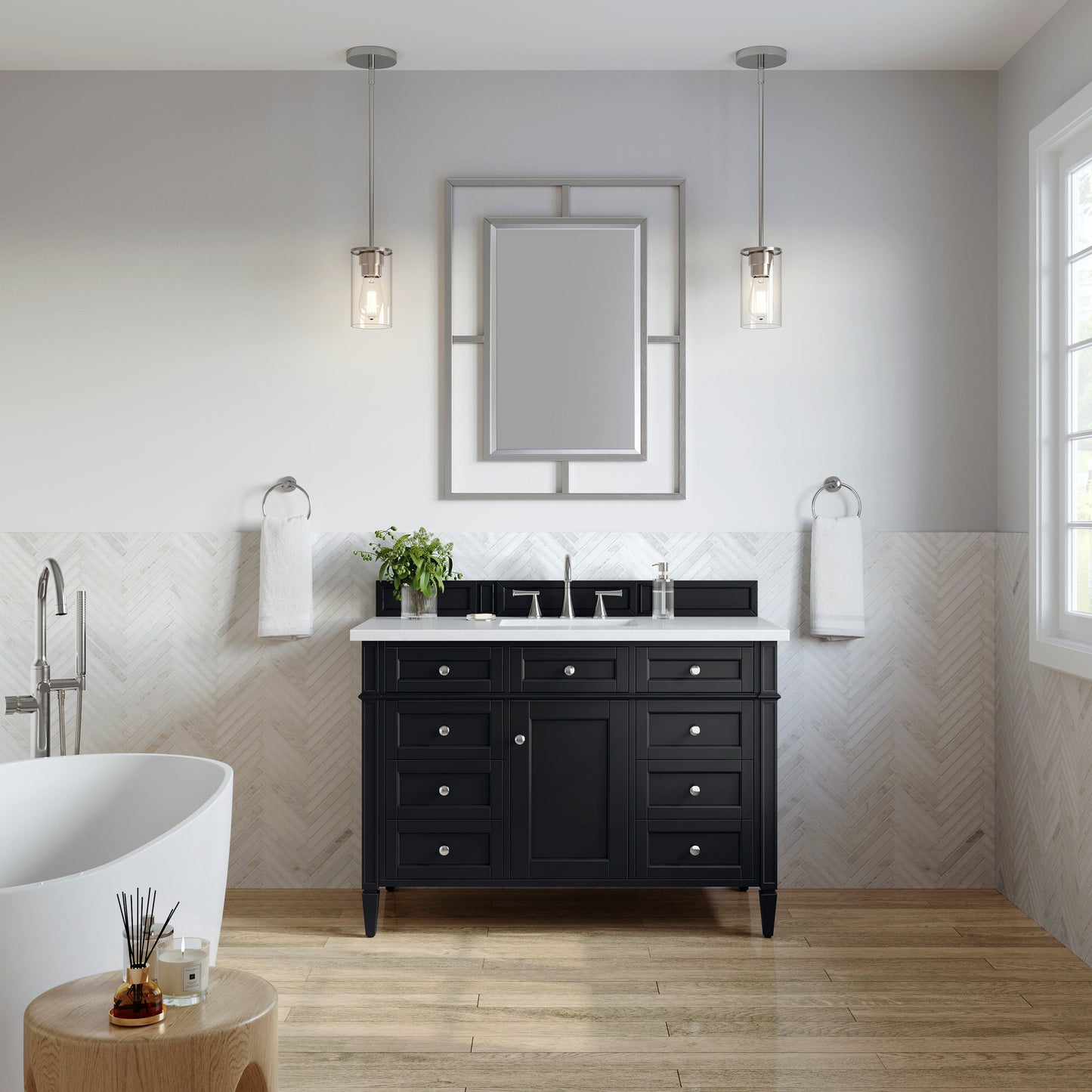 Brittany 48" Single Vanity in Black Onyx Single Bathroom Vanity James Martin Vanities 