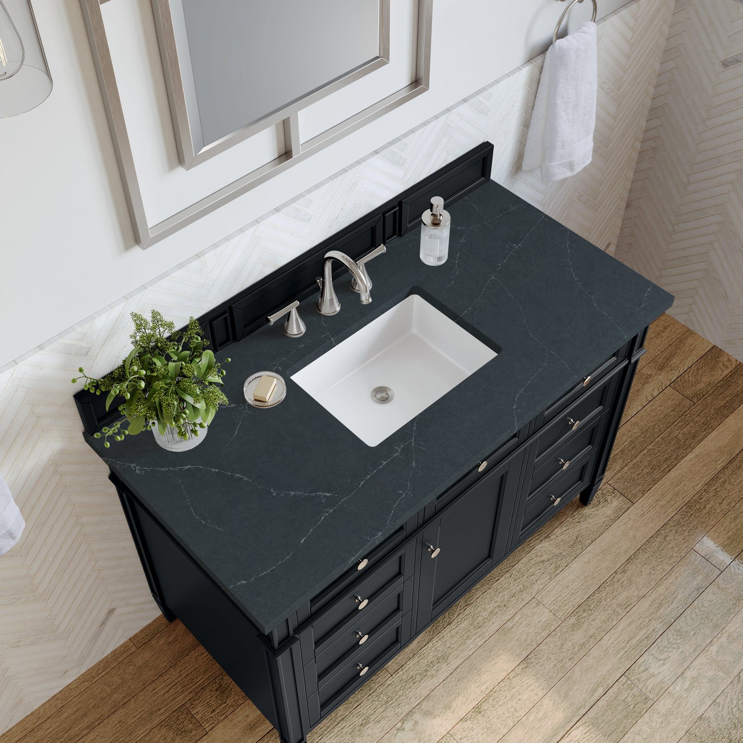 
                  
                    Brittany 48" Single Vanity in Black Onyx Single Bathroom Vanity James Martin Vanities Charcoal Soapstone Silestone 
                  
                
