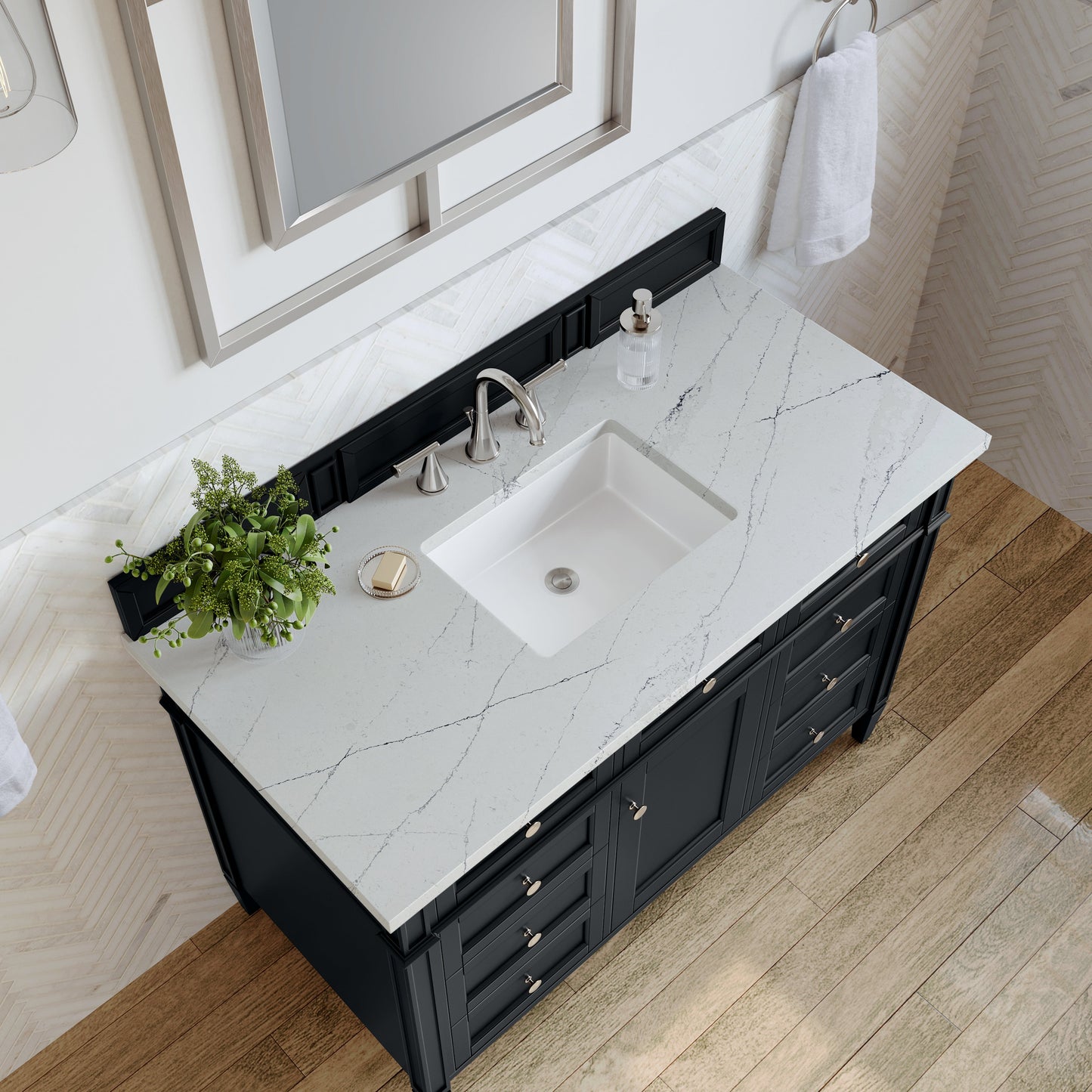 
                  
                    Brittany 48" Single Vanity in Black Onyx Single Bathroom Vanity James Martin Vanities Ethereal Noctis Silestone 
                  
                