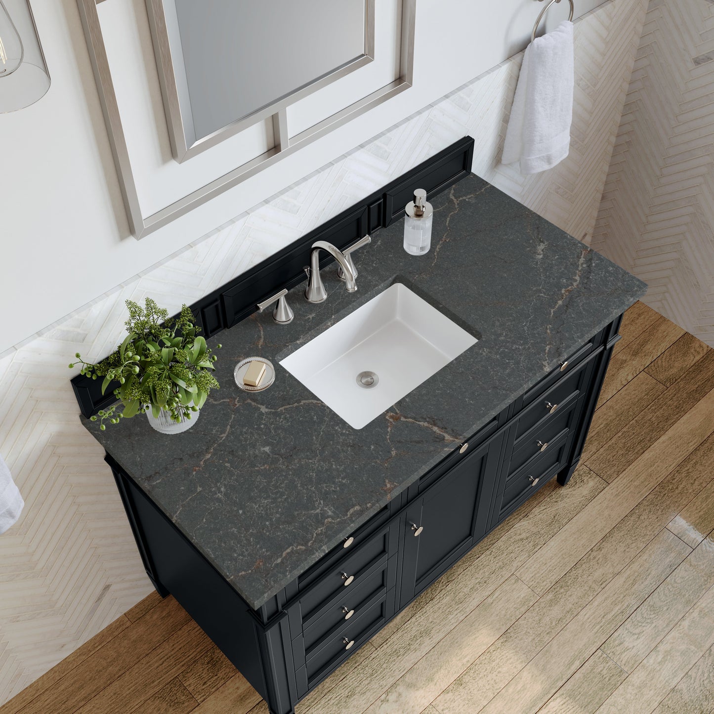 
                  
                    Brittany 48" Single Vanity in Black Onyx Single Bathroom Vanity James Martin Vanities Parisien Bleu Silestone 
                  
                