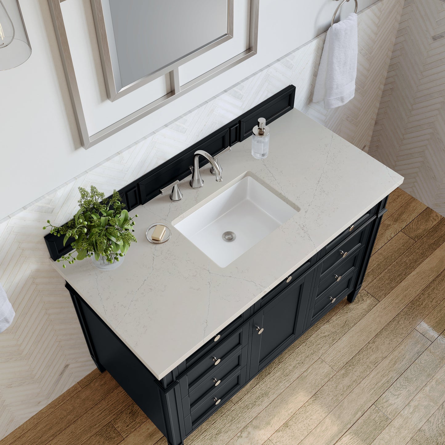 
                  
                    Brittany 48" Single Vanity in Black Onyx Single Bathroom Vanity James Martin Vanities Siberian Silestone 
                  
                