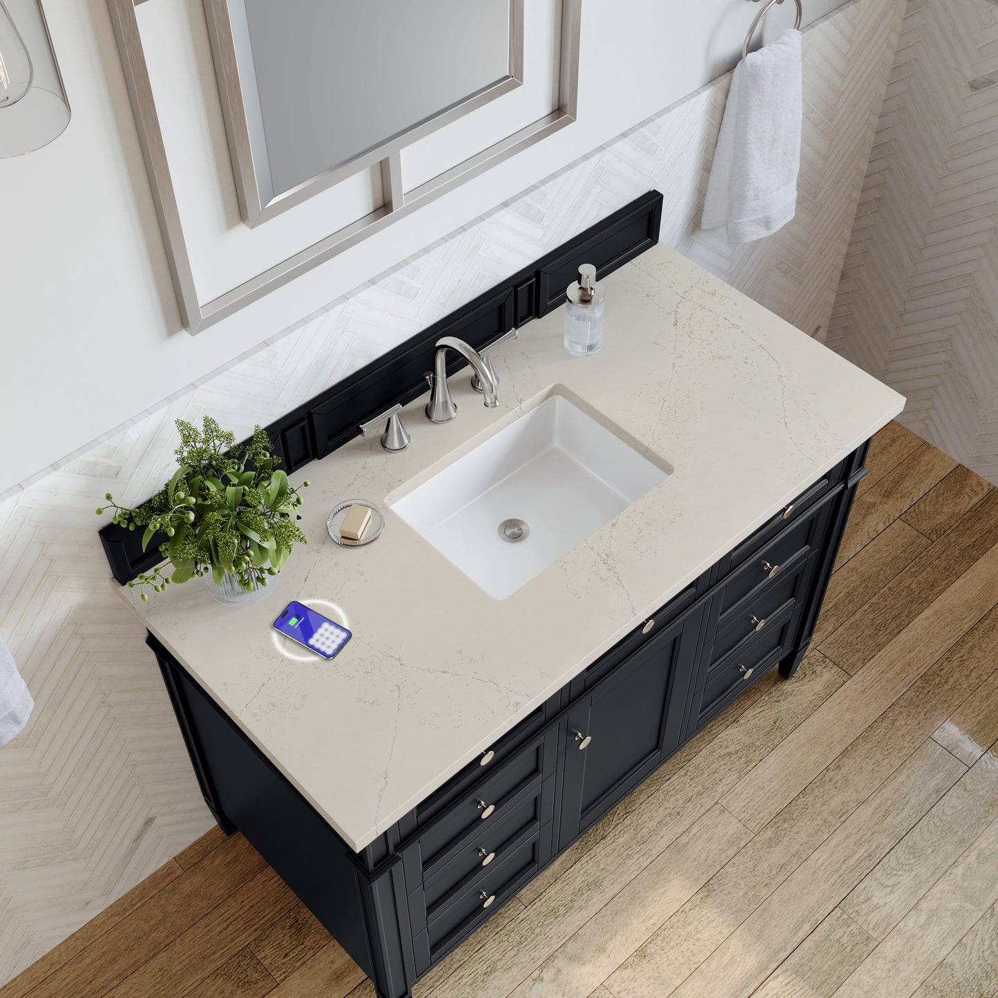 
                  
                    Brittany 48" Single Vanity in Black Onyx Single Bathroom Vanity James Martin Vanities Siberian Silestone with FreePower 
                  
                