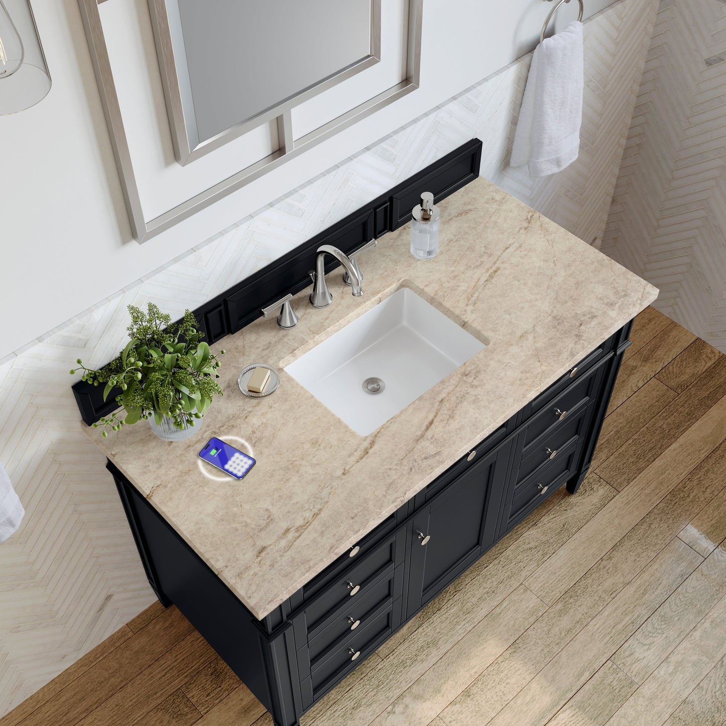 
                  
                    Brittany 48" Single Vanity in Black Onyx Single Bathroom Vanity James Martin Vanities Tajnar Eclos with FreePower 
                  
                