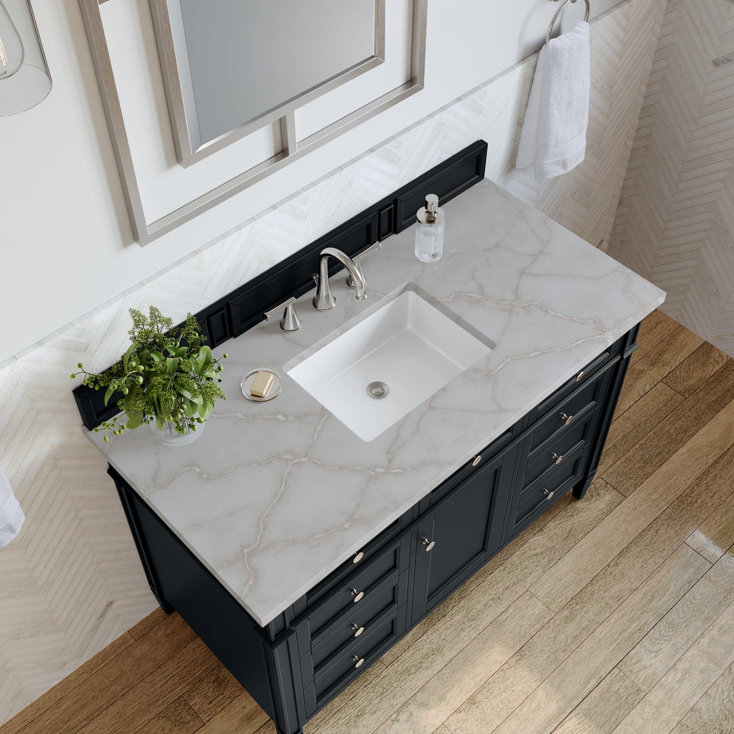 
                  
                    Brittany 48" Single Vanity in Black Onyx Single Bathroom Vanity James Martin Vanities Victorian Silver Silestone 
                  
                