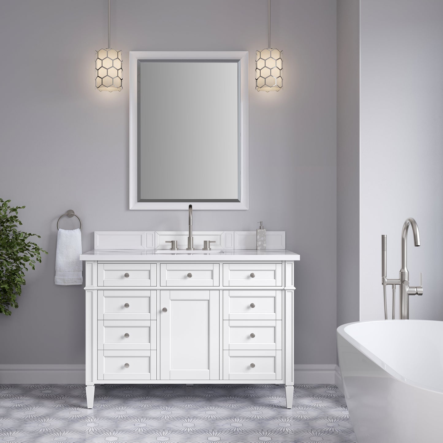 Brittany 48" Single Vanity in Bright White Single Bathroom Vanity James Martin Vanities 