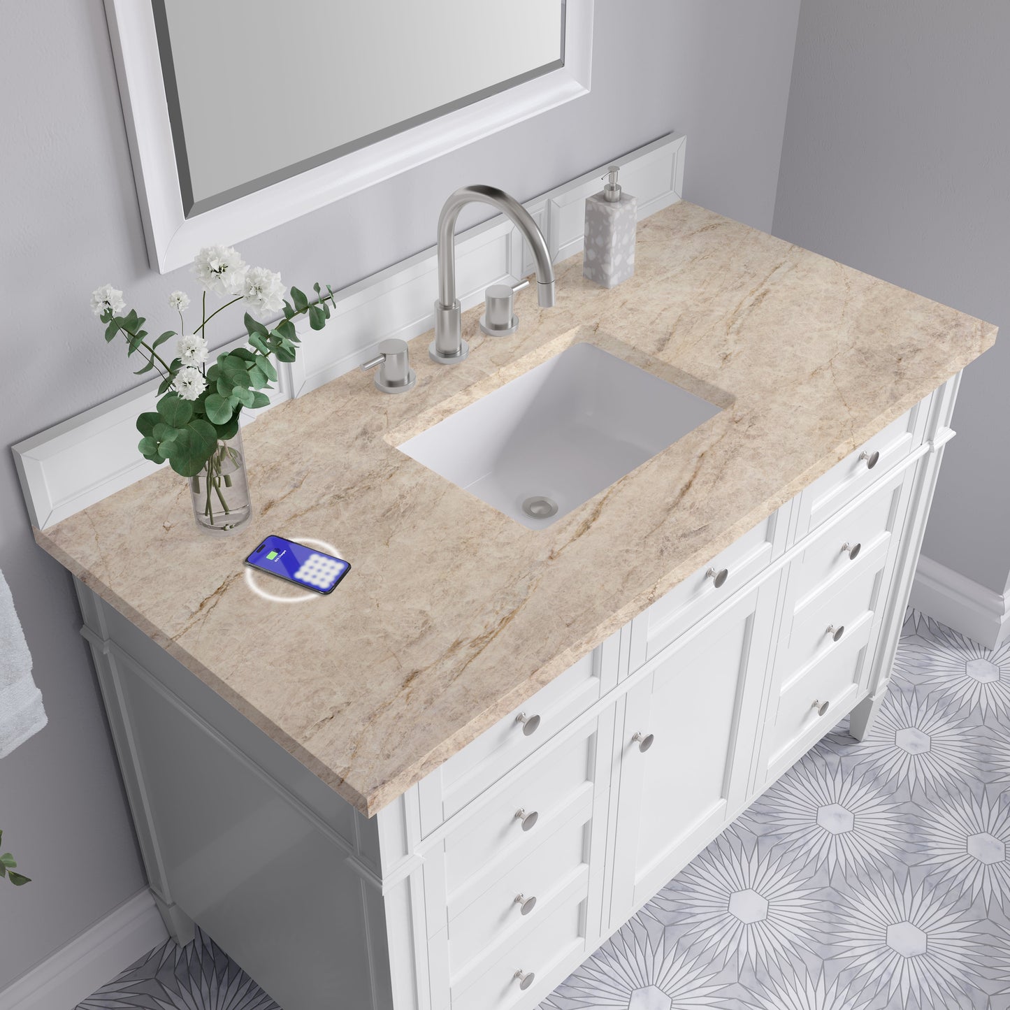 
                  
                    Brittany 48" Single Vanity in Bright White Single Bathroom Vanity James Martin Vanities FreePower-Enabled Tajnar Eclos 
                  
                