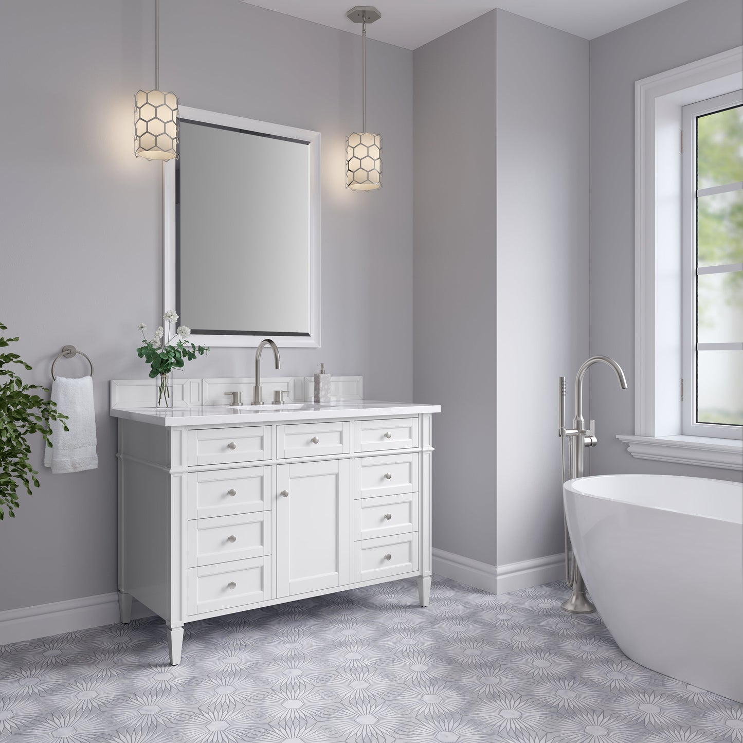 
                  
                    Brittany 48" Single Vanity in Bright White Single Bathroom Vanity James Martin Vanities Select Your Top 
                  
                