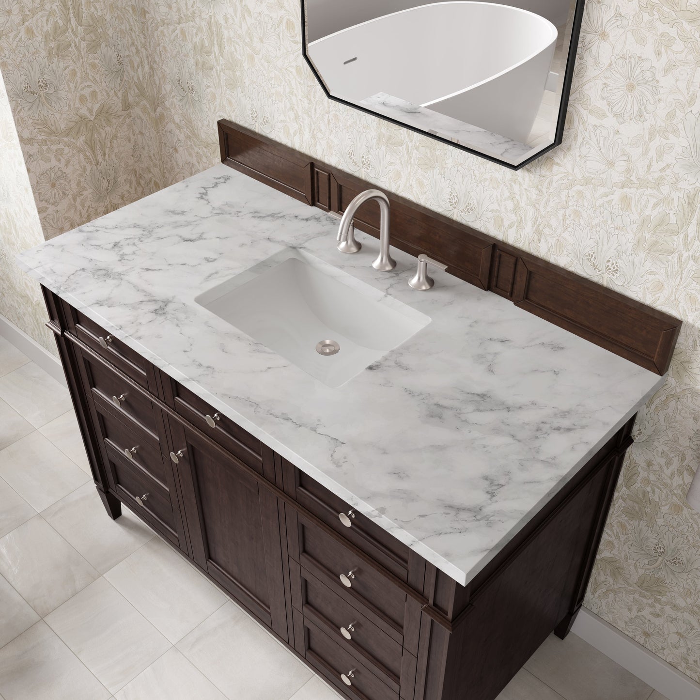 
                  
                    Brittany 48" Single Vanity in Burnished Mahogany Single Bathroom Vanity James Martin Vanities Carrara White Marble 
                  
                