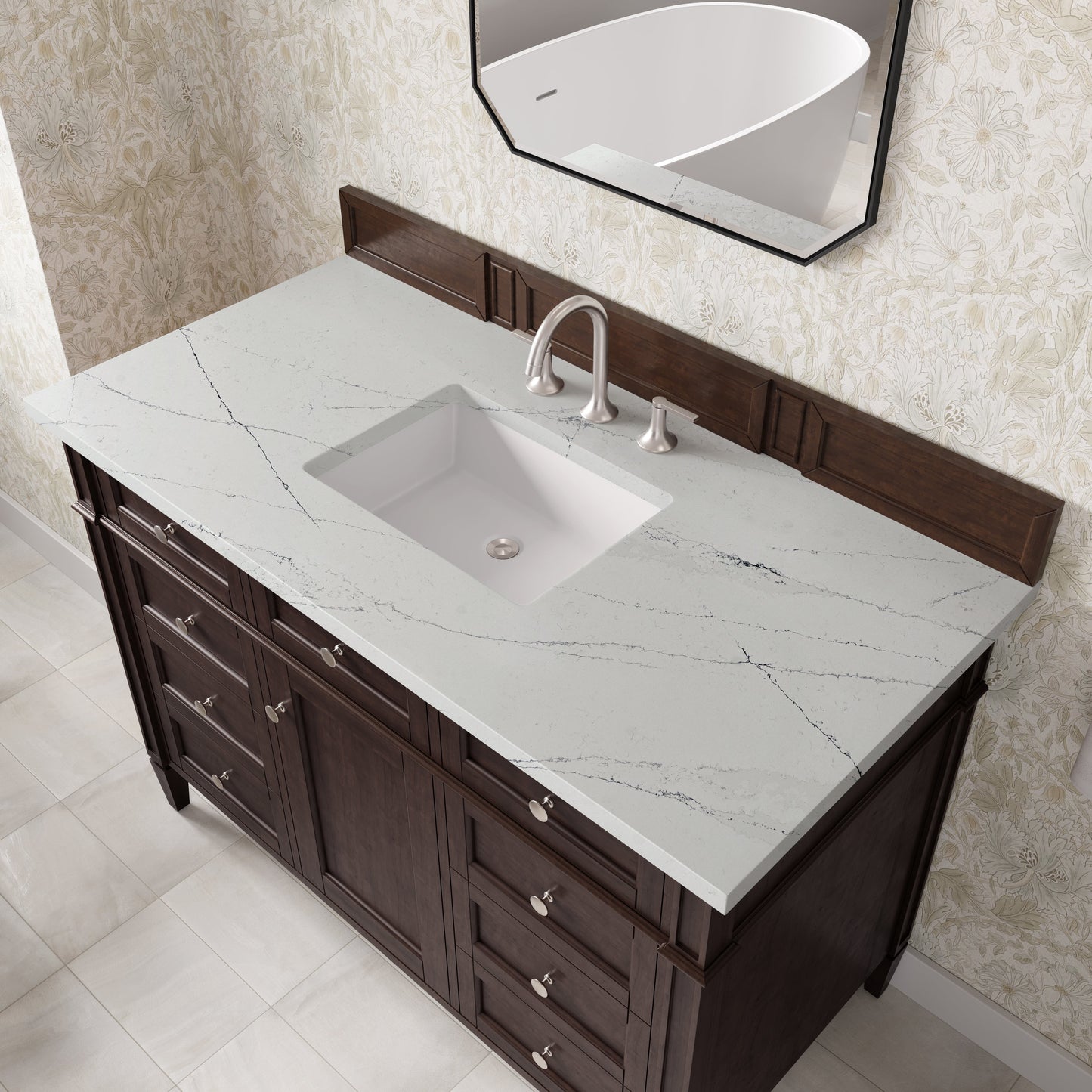 
                  
                    Brittany 48" Single Vanity in Burnished Mahogany Single Bathroom Vanity James Martin Vanities Ethereal Noctis Silestone 
                  
                