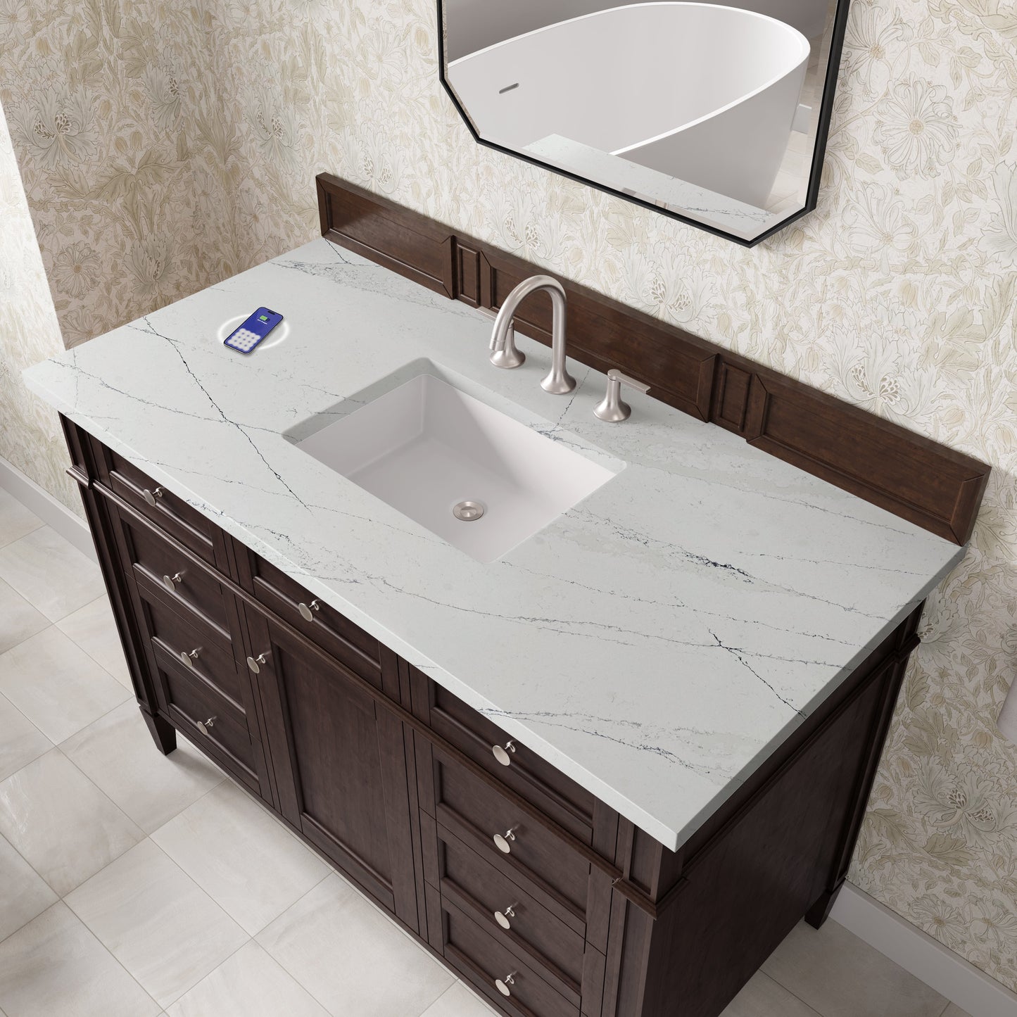
                  
                    Brittany 48" Single Vanity in Burnished Mahogany Single Bathroom Vanity James Martin Vanities FreePower-Enabled Ethereal Noctis Silestone 
                  
                