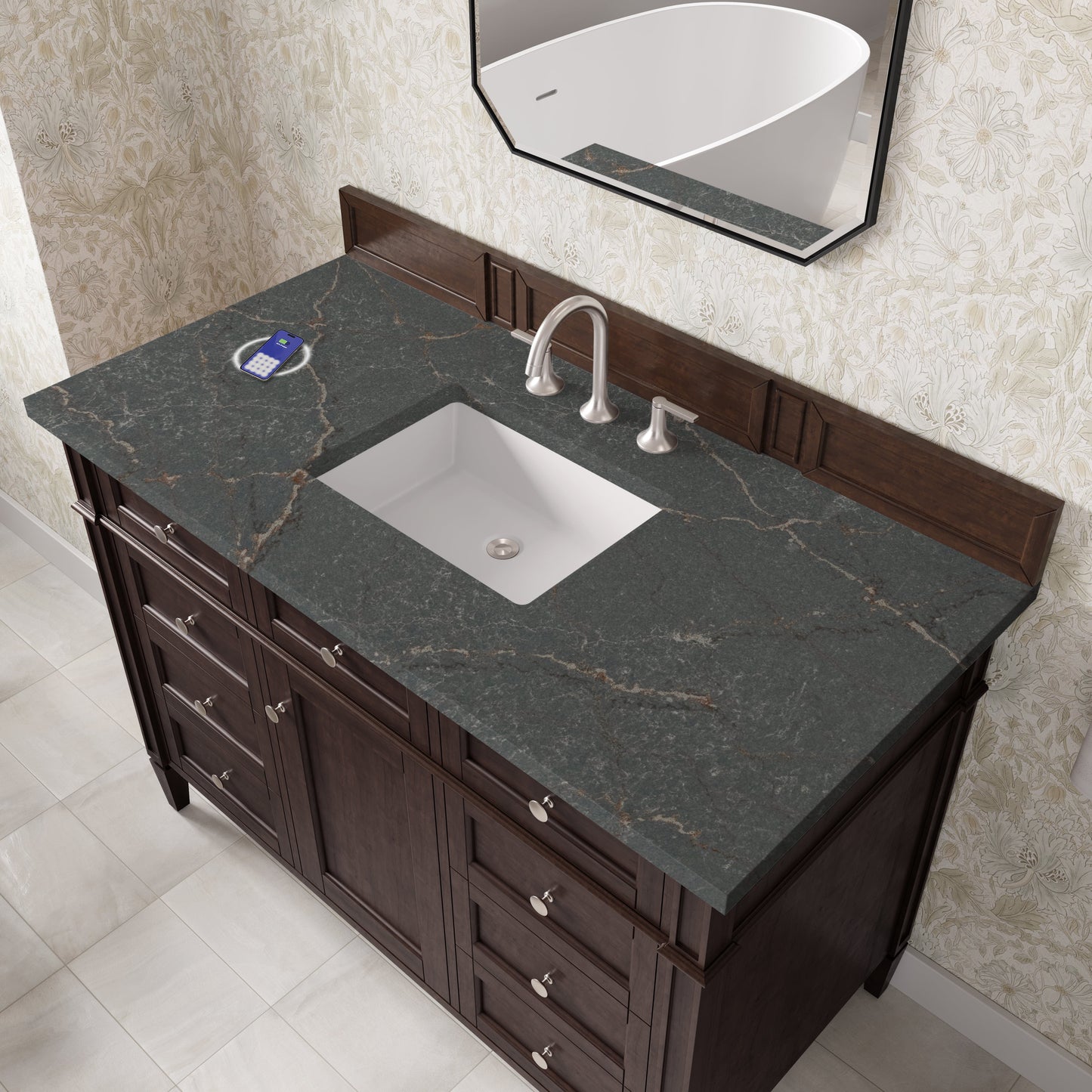 
                  
                    Brittany 48" Single Vanity in Burnished Mahogany Single Bathroom Vanity James Martin Vanities FreePower-Enabled Parisien Bleu Silestone 
                  
                