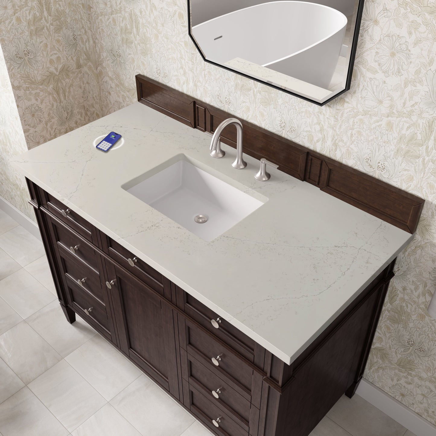 
                  
                    Brittany 48" Single Vanity in Burnished Mahogany Single Bathroom Vanity James Martin Vanities FreePower-Enabled Siberian Silestone 
                  
                
