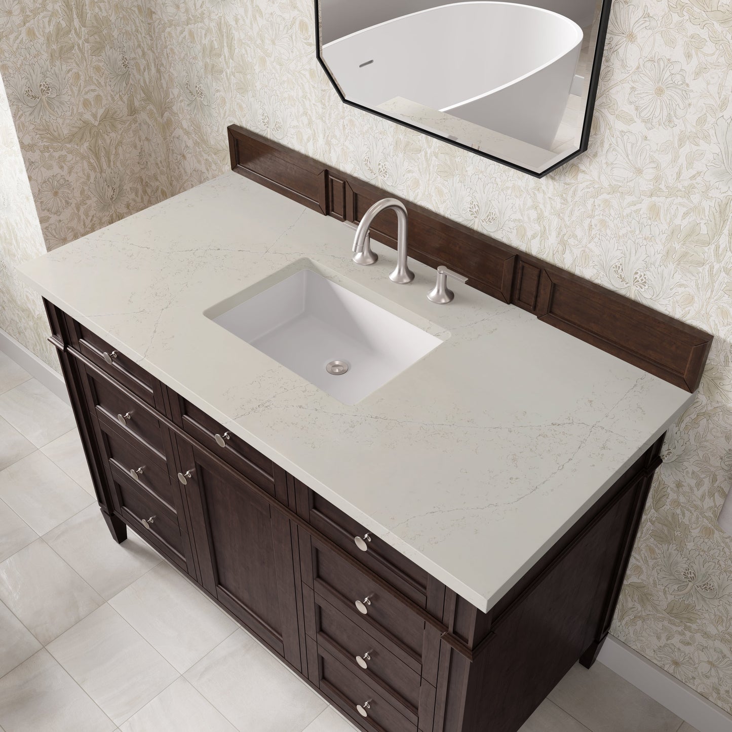 
                  
                    Brittany 48" Single Vanity in Burnished Mahogany Single Bathroom Vanity James Martin Vanities Siberian Silestone 
                  
                