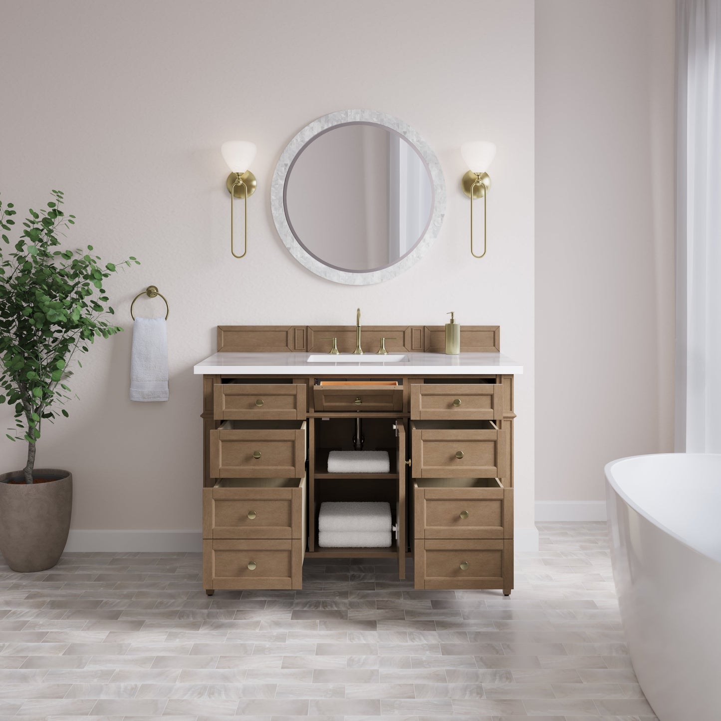 
                  
                    Brittany 48" Single Vanity in Pecan Single Bathroom Vanity James Martin Vanities 
                  
                