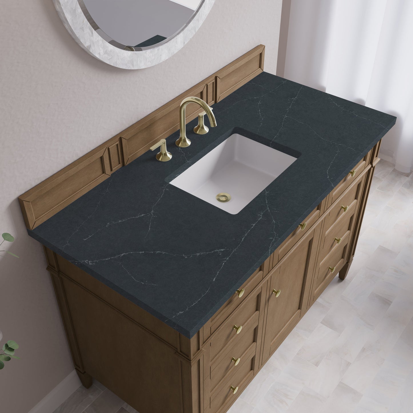 
                  
                    Brittany 48" Single Vanity in Pecan Single Bathroom Vanity James Martin Vanities Charcoal Soapstone Silestone 
                  
                
