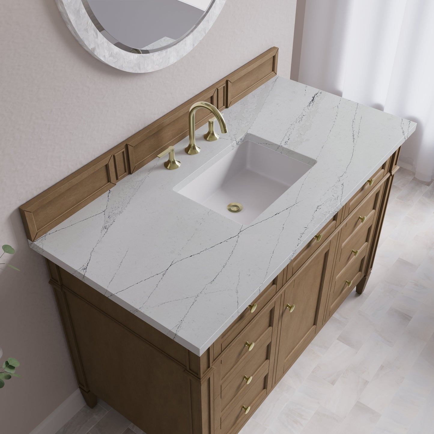 
                  
                    Brittany 48" Single Vanity in Pecan Single Bathroom Vanity James Martin Vanities Eternal Noctis Silestone 
                  
                