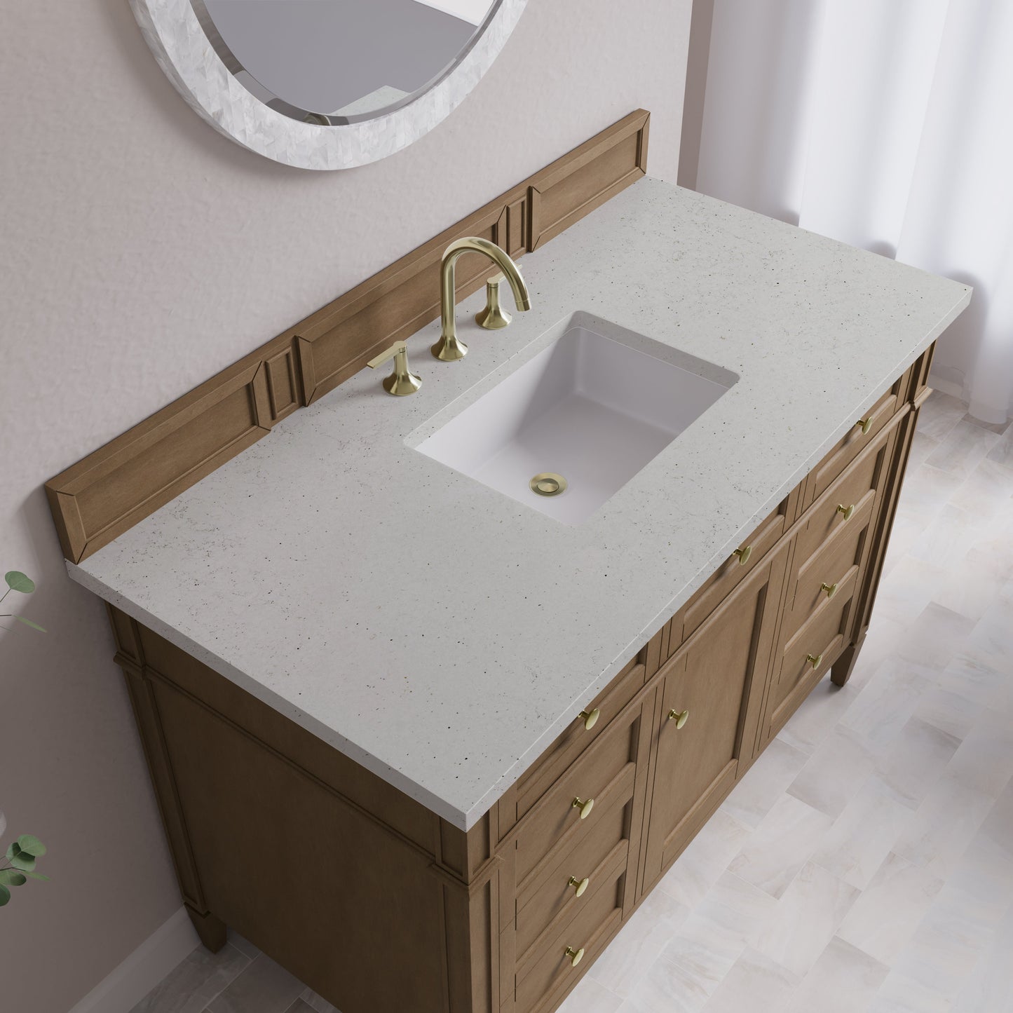 
                  
                    Brittany 48" Single Vanity in Pecan Single Bathroom Vanity James Martin Vanities Lime Delight Silestone 
                  
                