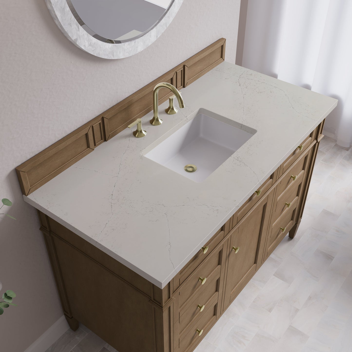 
                  
                    Brittany 48" Single Vanity in Pecan Single Bathroom Vanity James Martin Vanities Siberian Silestone 
                  
                