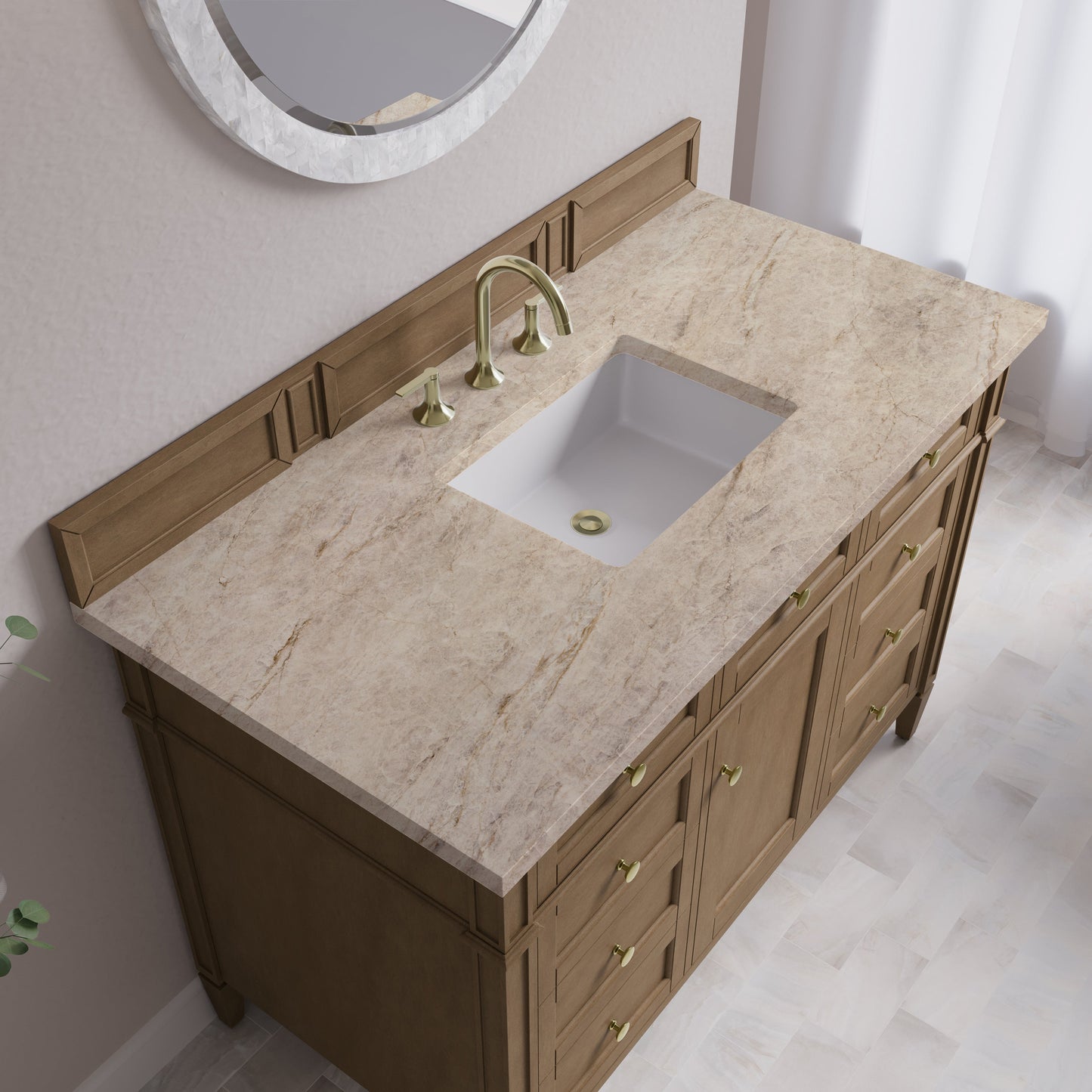 
                  
                    Brittany 48" Single Vanity in Pecan Single Bathroom Vanity James Martin Vanities Tajnar Eclos 
                  
                