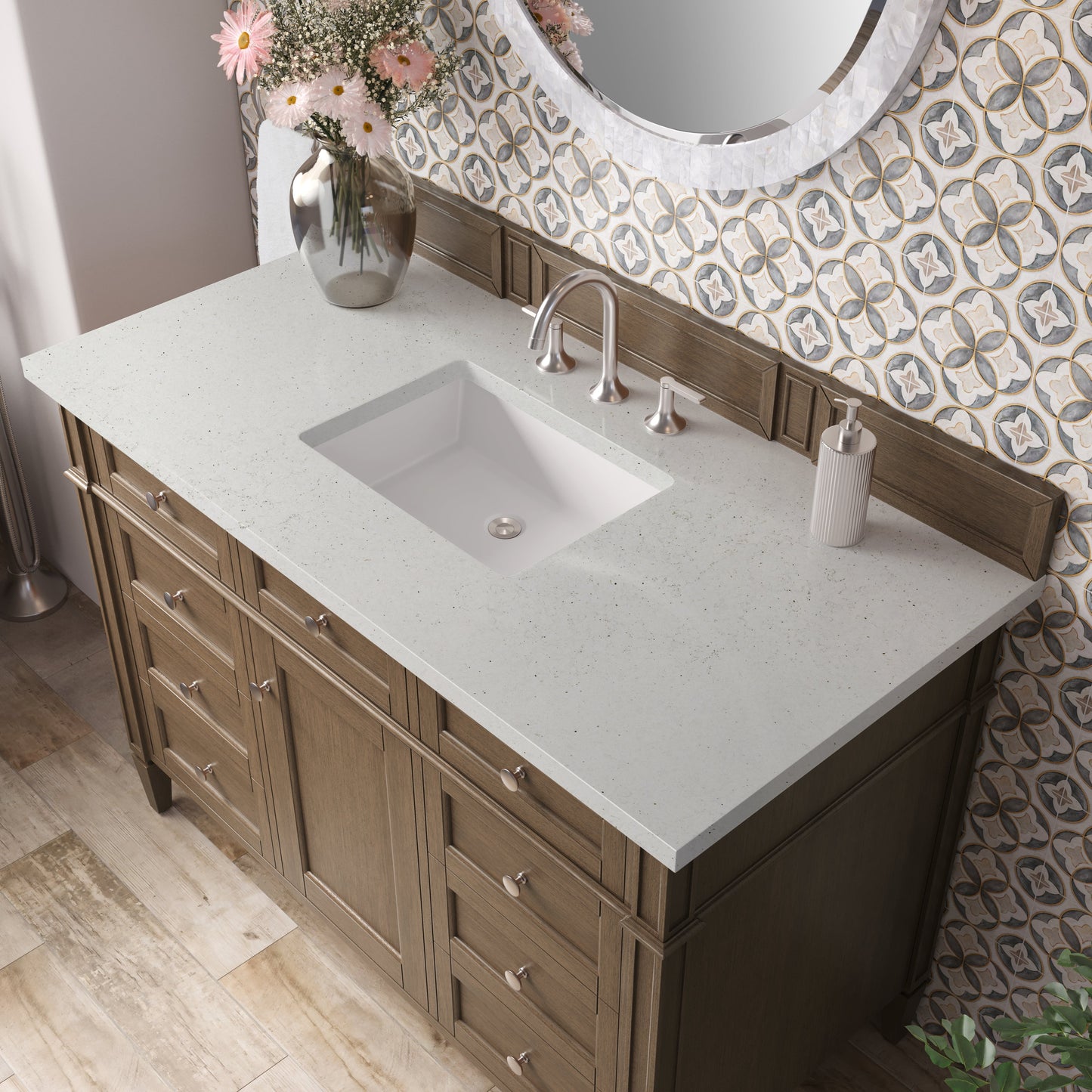 
                  
                    Brittany 48" Single Vanity in Saddle Brown Single Bathroom Vanity James Martin Vanities Lime Delight Silestone 
                  
                