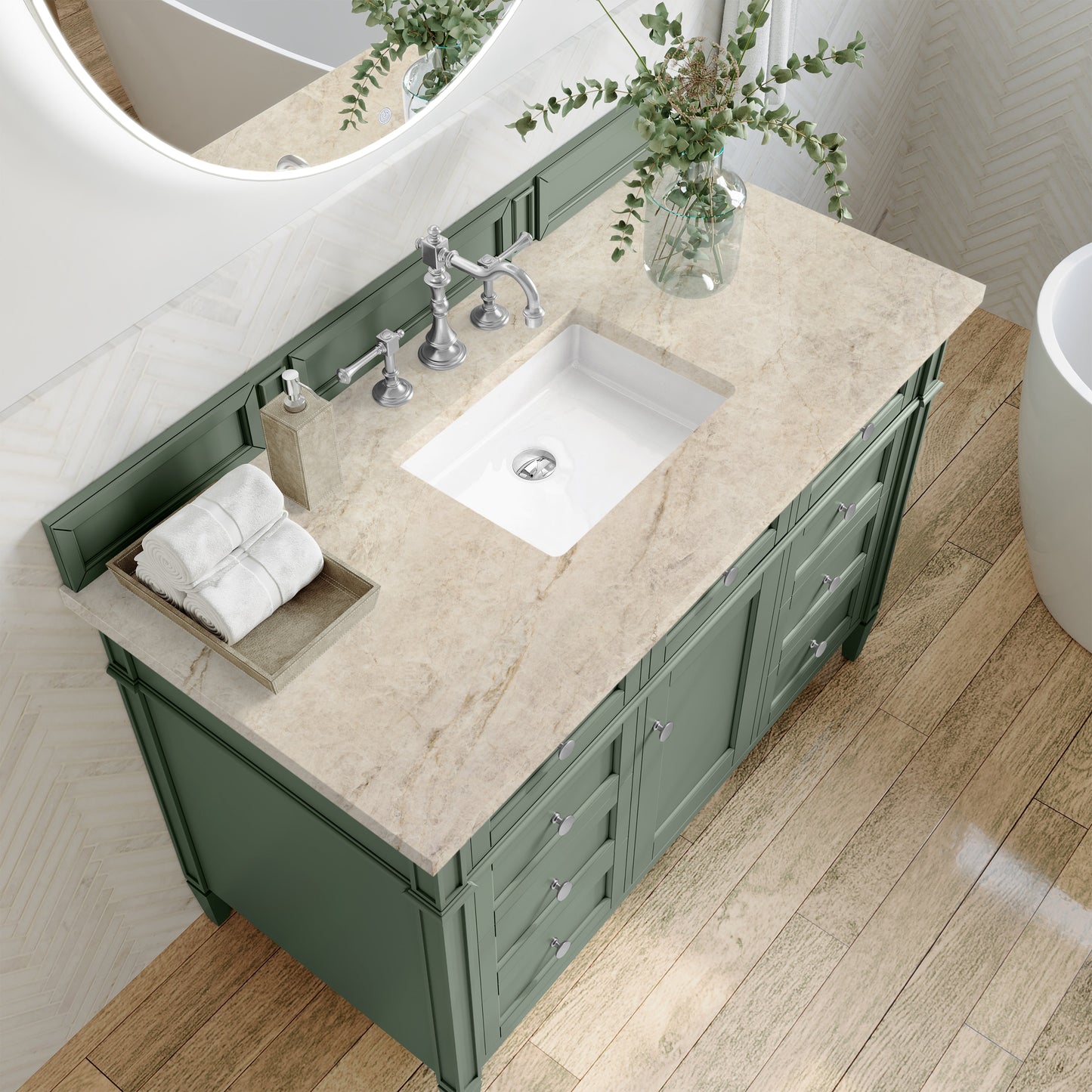 
                  
                    Brittany 48" Single Vanity in Smokey Celadon Single Bathroom Vanity James Martin Vanities Tajnar Eclos 
                  
                