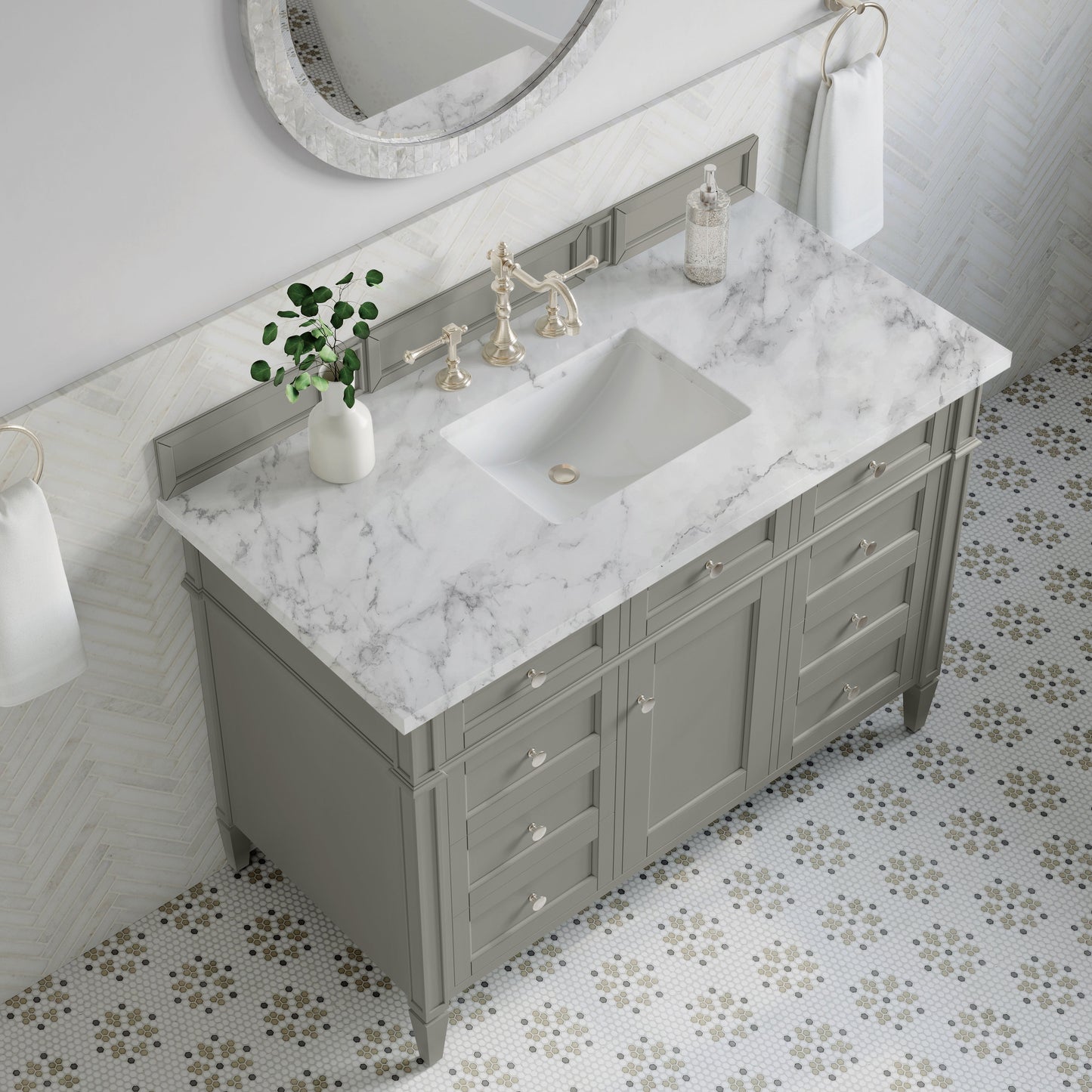 
                  
                    Brittany 48" Single Vanity in Urban Gray Single Bathroom Vanity James Martin Vanities Carrara White Marble 
                  
                