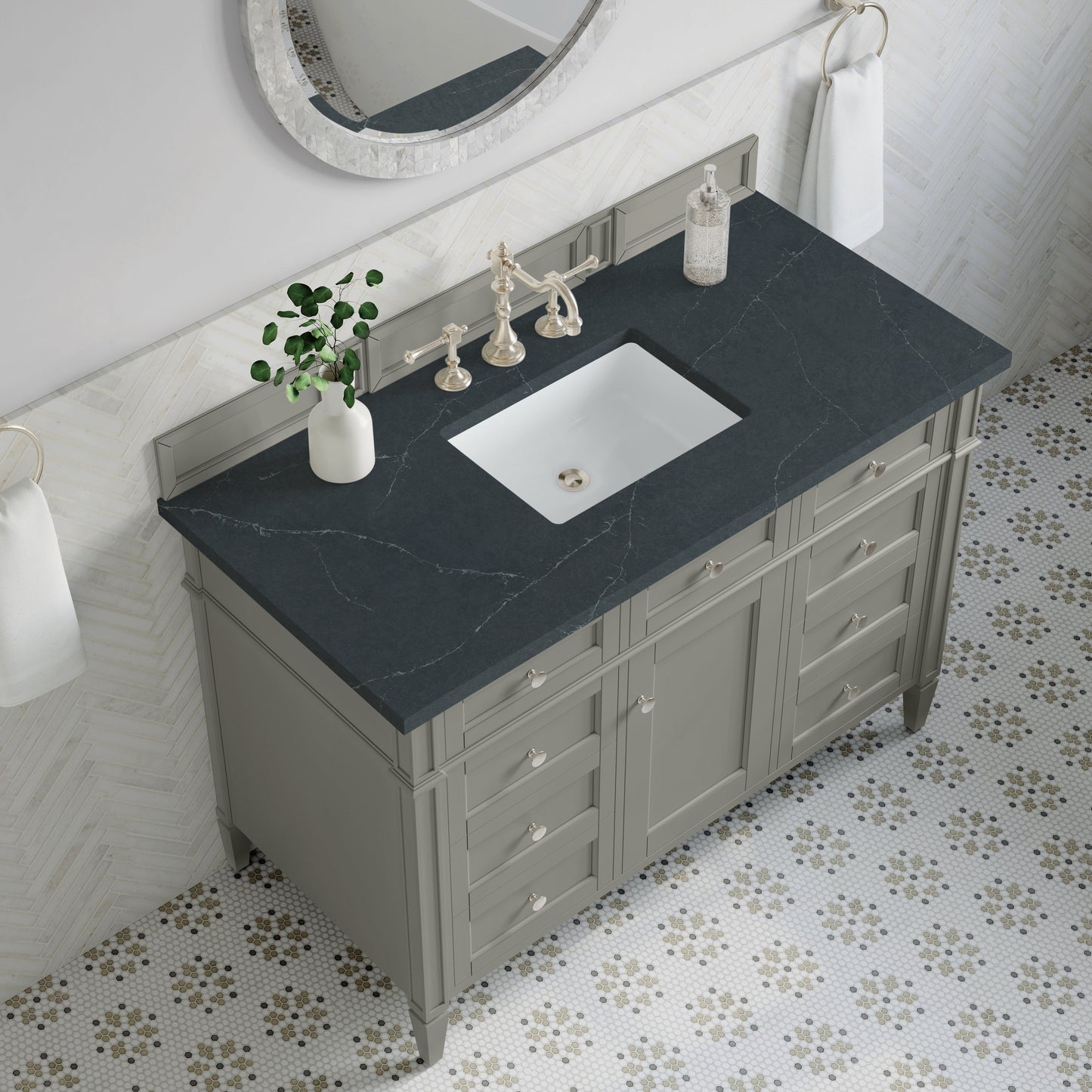 
                  
                    Brittany 48" Single Vanity in Urban Gray Single Bathroom Vanity James Martin Vanities Charcoal Soapstone Silestone 
                  
                