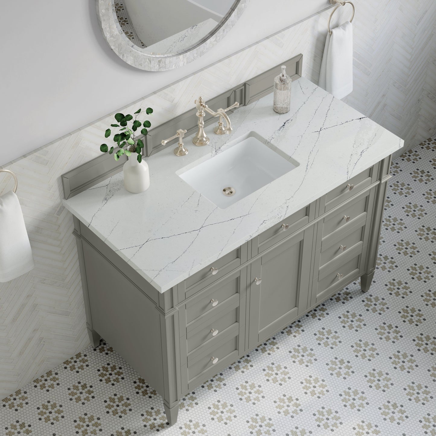 
                  
                    Brittany 48" Single Vanity in Urban Gray Single Bathroom Vanity James Martin Vanities Ethereal Noctis Silestone 
                  
                