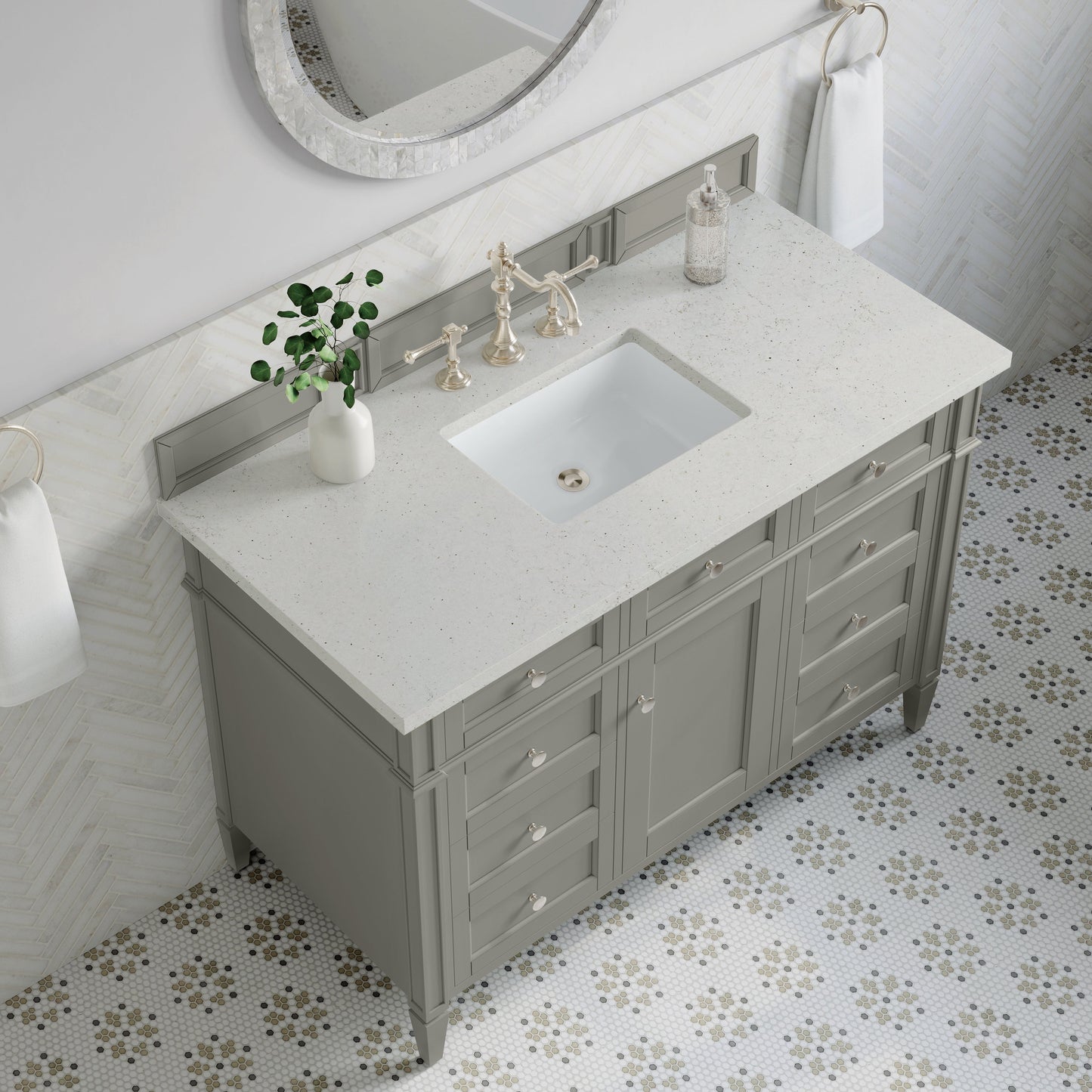 
                  
                    Brittany 48" Single Vanity in Urban Gray Single Bathroom Vanity James Martin Vanities Lime Delight Silestone 
                  
                