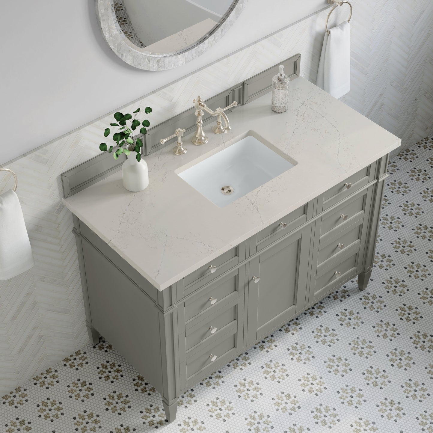 
                  
                    Brittany 48" Single Vanity in Urban Gray Single Bathroom Vanity James Martin Vanities Siberian Silestone 
                  
                