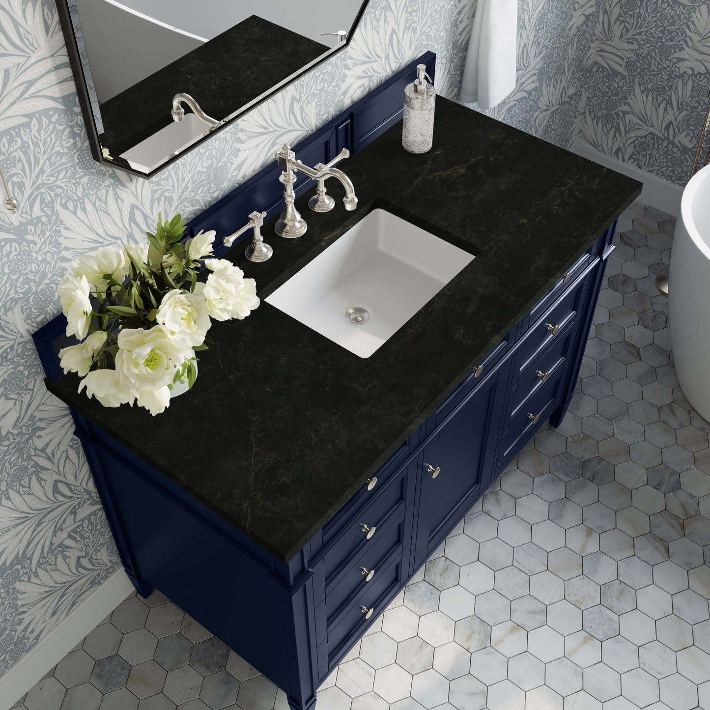 
                  
                    Brittany 48" Single Vanity in Victory Blue Single Bathroom Vanity James Martin Vanities Phantome Eclos 
                  
                