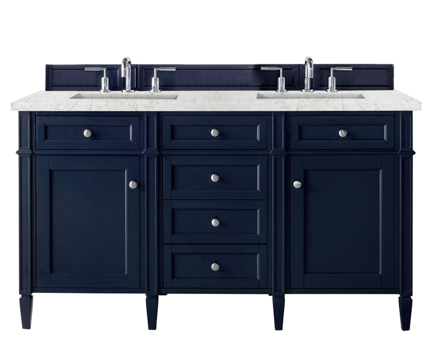 
                  
                    Brittany 60" Double Bathroom Vanity in Victory Blue Double bathroom Vanity James Martin Vanities Eternal Jasmine Pearl Silestone 
                  
                