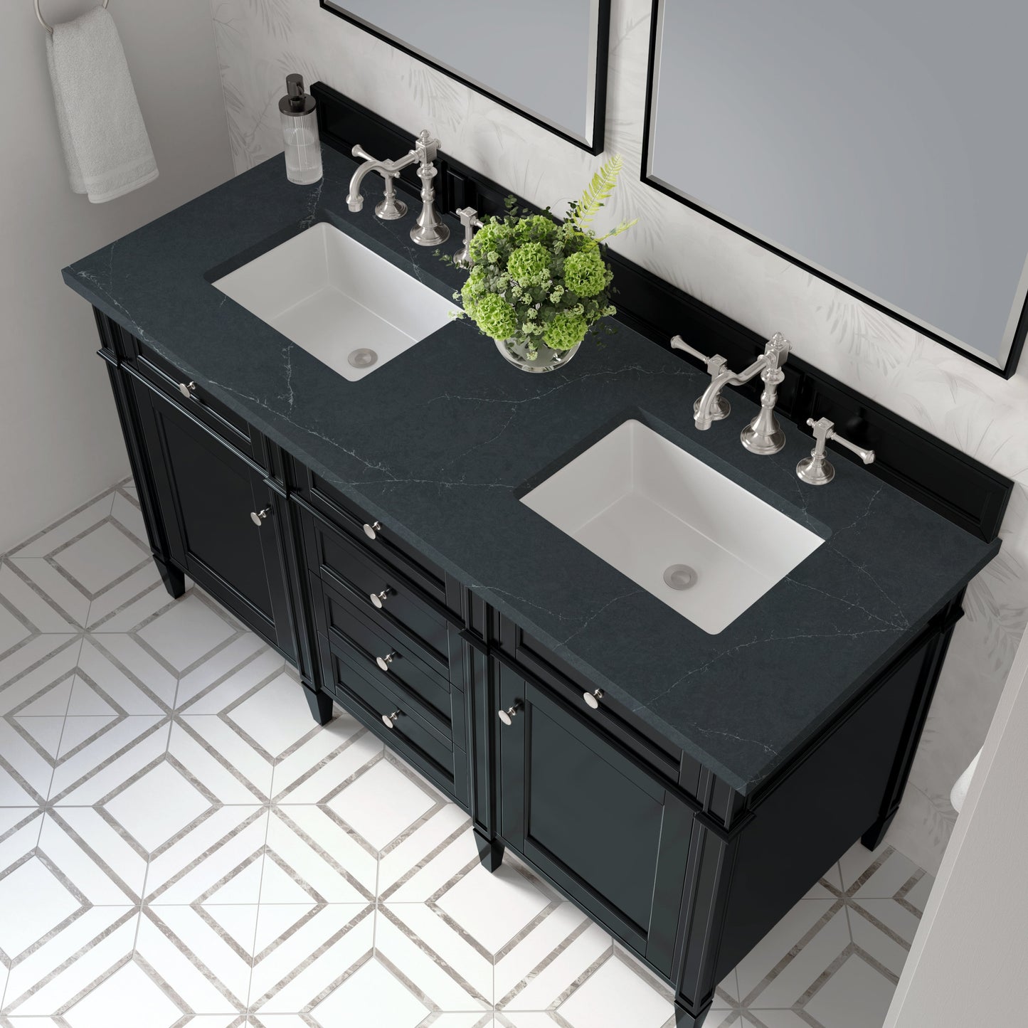 
                  
                    Brittany 60" Double Vanity in Black Onyx Double bathroom Vanity James Martin Vanities Charcoal Soapstone Silestone 
                  
                