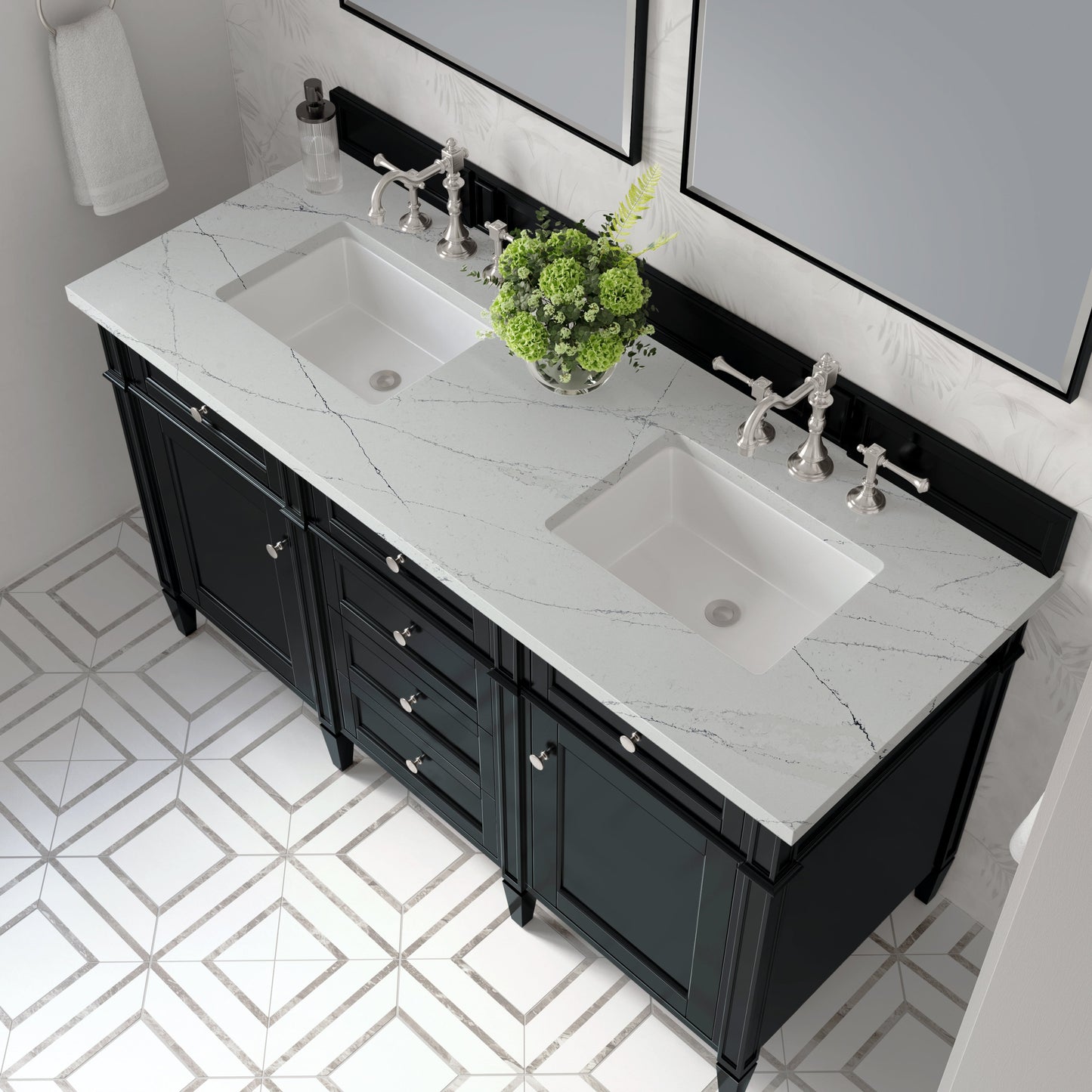 
                  
                    Brittany 60" Double Vanity in Black Onyx Double bathroom Vanity James Martin Vanities Ethereal Noctis Silestone 
                  
                