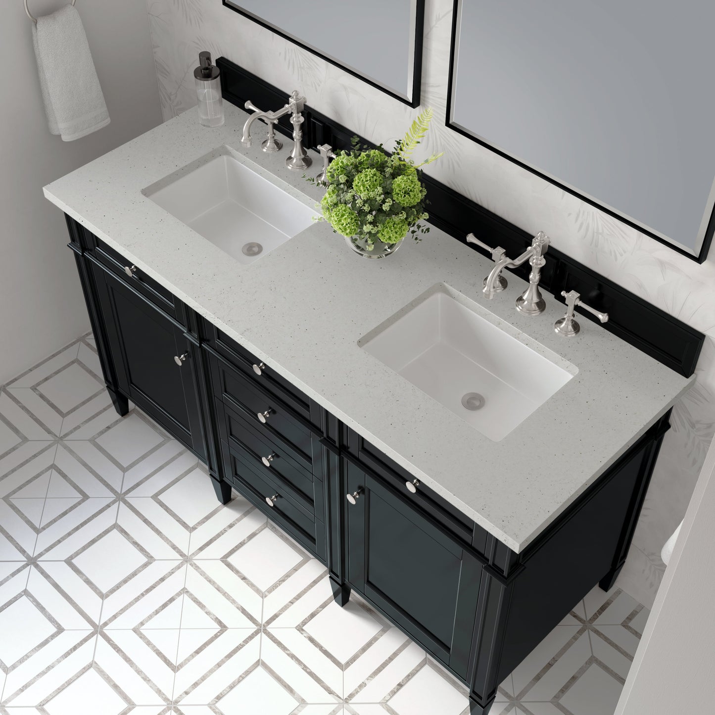 
                  
                    Brittany 60" Double Vanity in Black Onyx Double bathroom Vanity James Martin Vanities Lime Delight Silestone 
                  
                