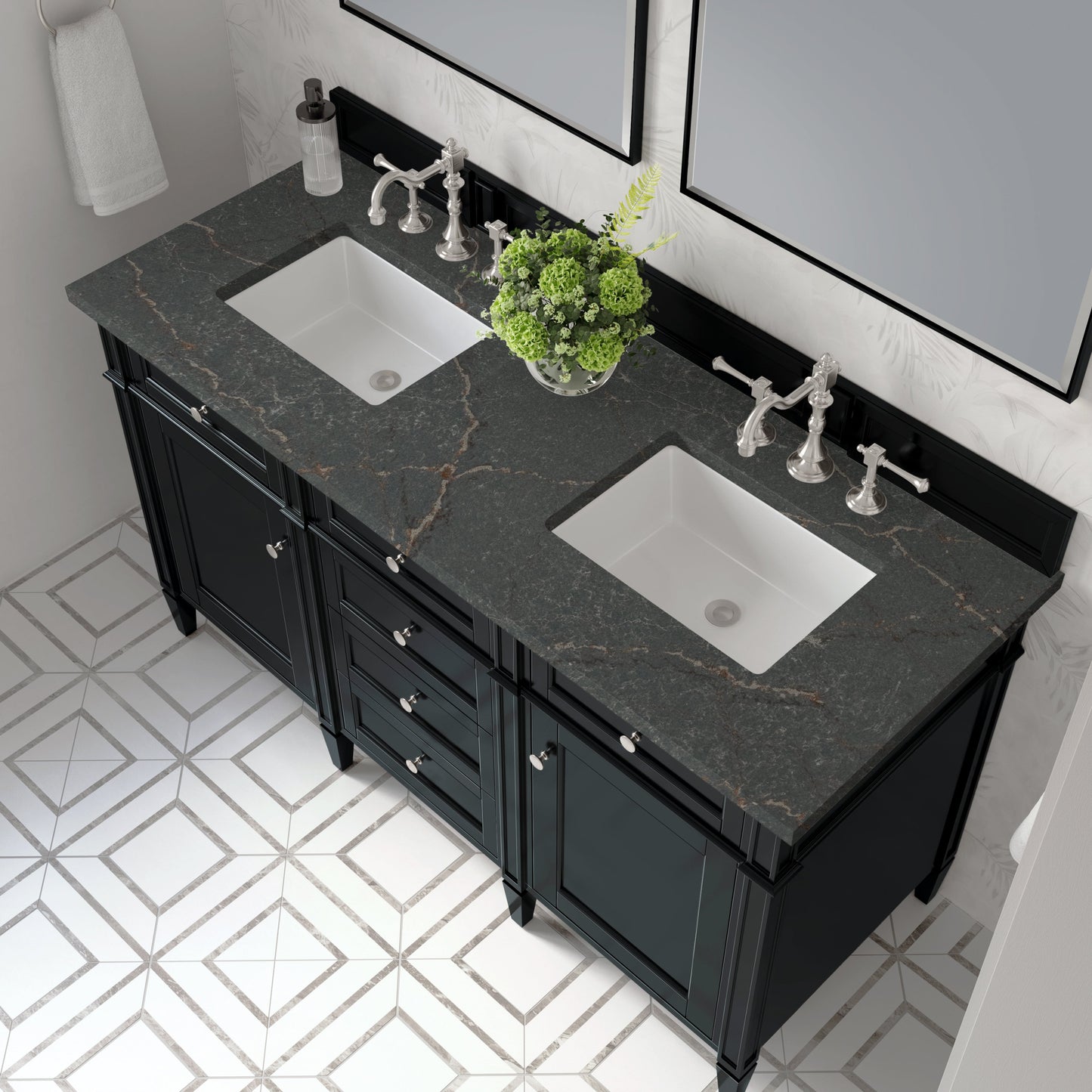 
                  
                    Brittany 60" Double Vanity in Black Onyx Double bathroom Vanity James Martin Vanities Parisien Bleu Silestone 
                  
                