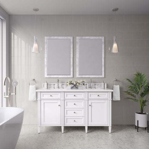 Brittany 60" Double Vanity in Bright White Double bathroom Vanity James Martin Vanities 