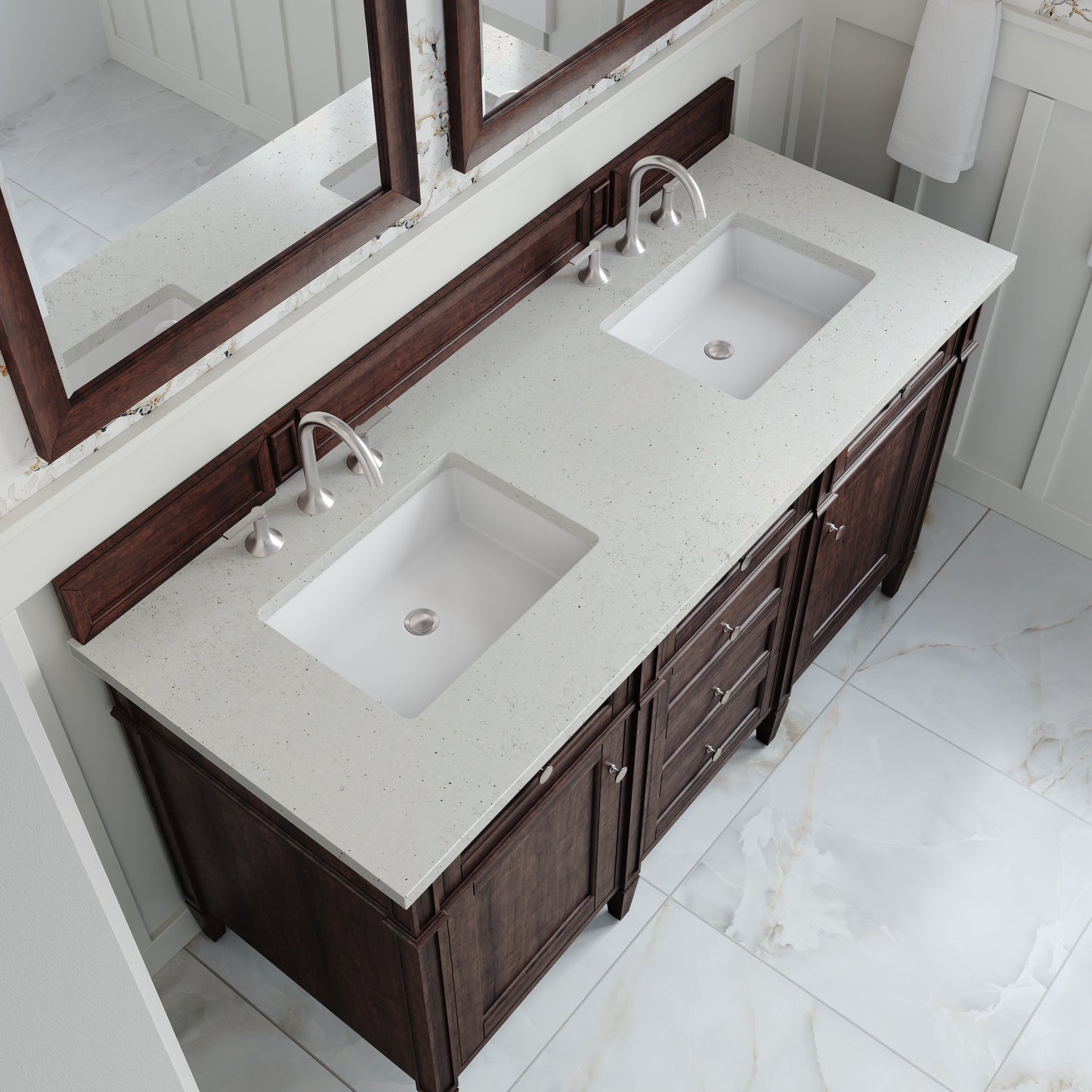 
                  
                    Brittany 60" Double Vanity in Burnished Mahogany Double bathroom Vanity James Martin Vanities Lime Delight Silestone 
                  
                
