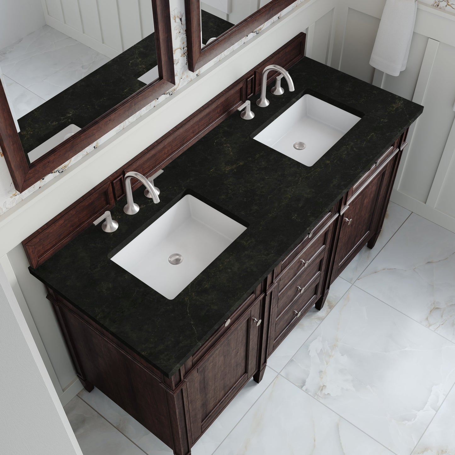 
                  
                    Brittany 60" Double Vanity in Burnished Mahogany Double bathroom Vanity James Martin Vanities Phantome Eclos 
                  
                