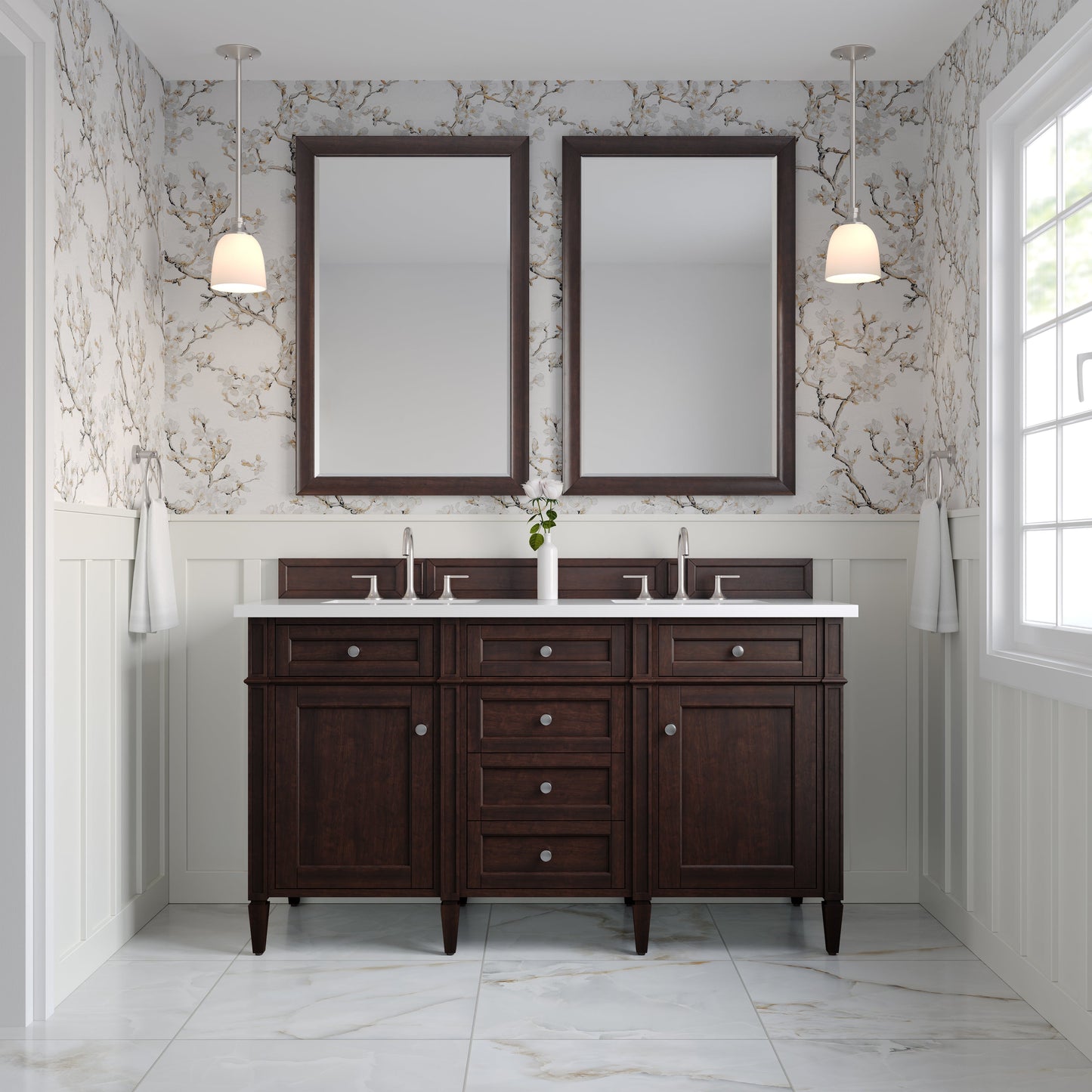 Brittany 60" Double Vanity in Burnished Mahogany Double bathroom Vanity James Martin Vanities Select Your Top 
