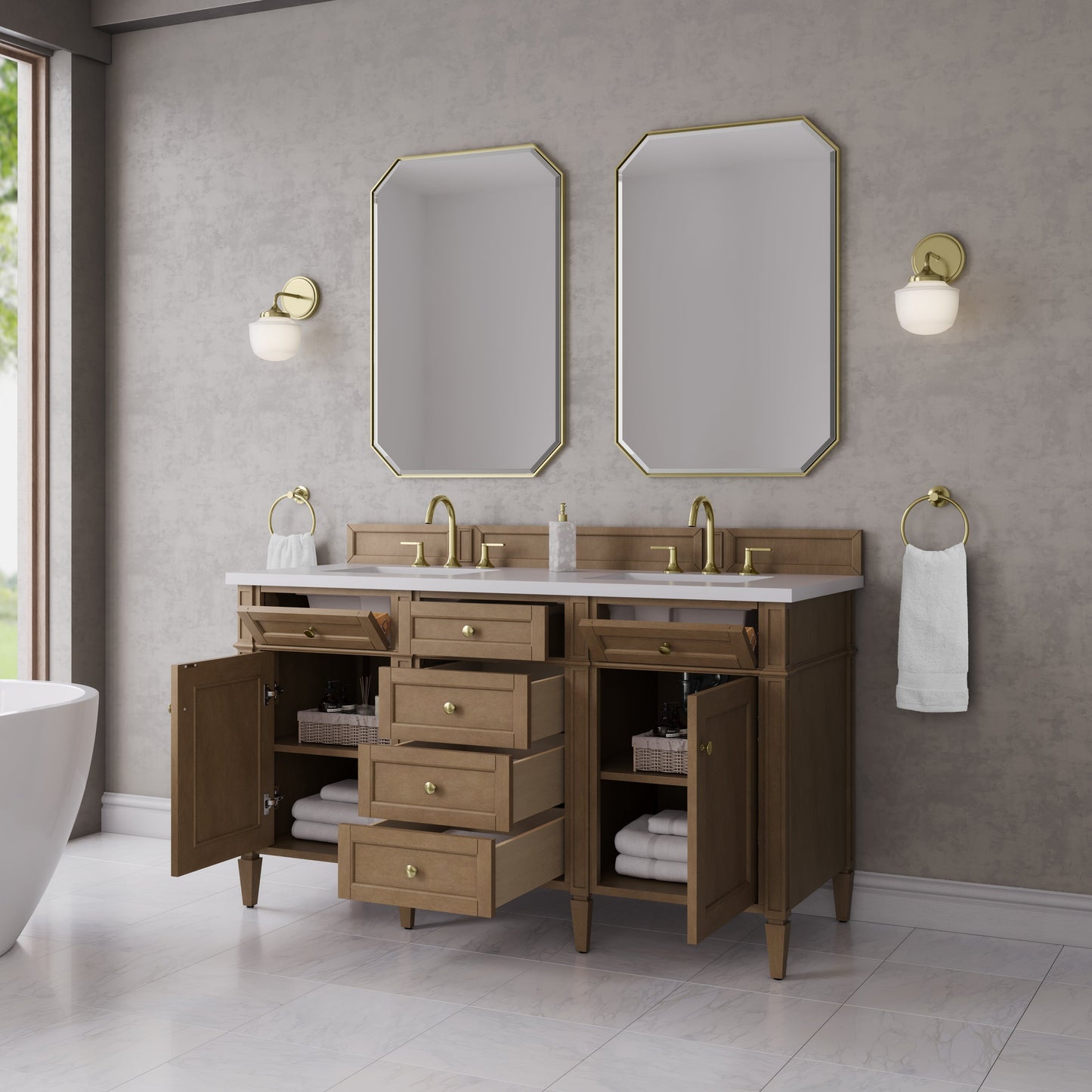 
                  
                    Brittany 60" Double Vanity in Pecan Double bathroom Vanity James Martin Vanities 
                  
                