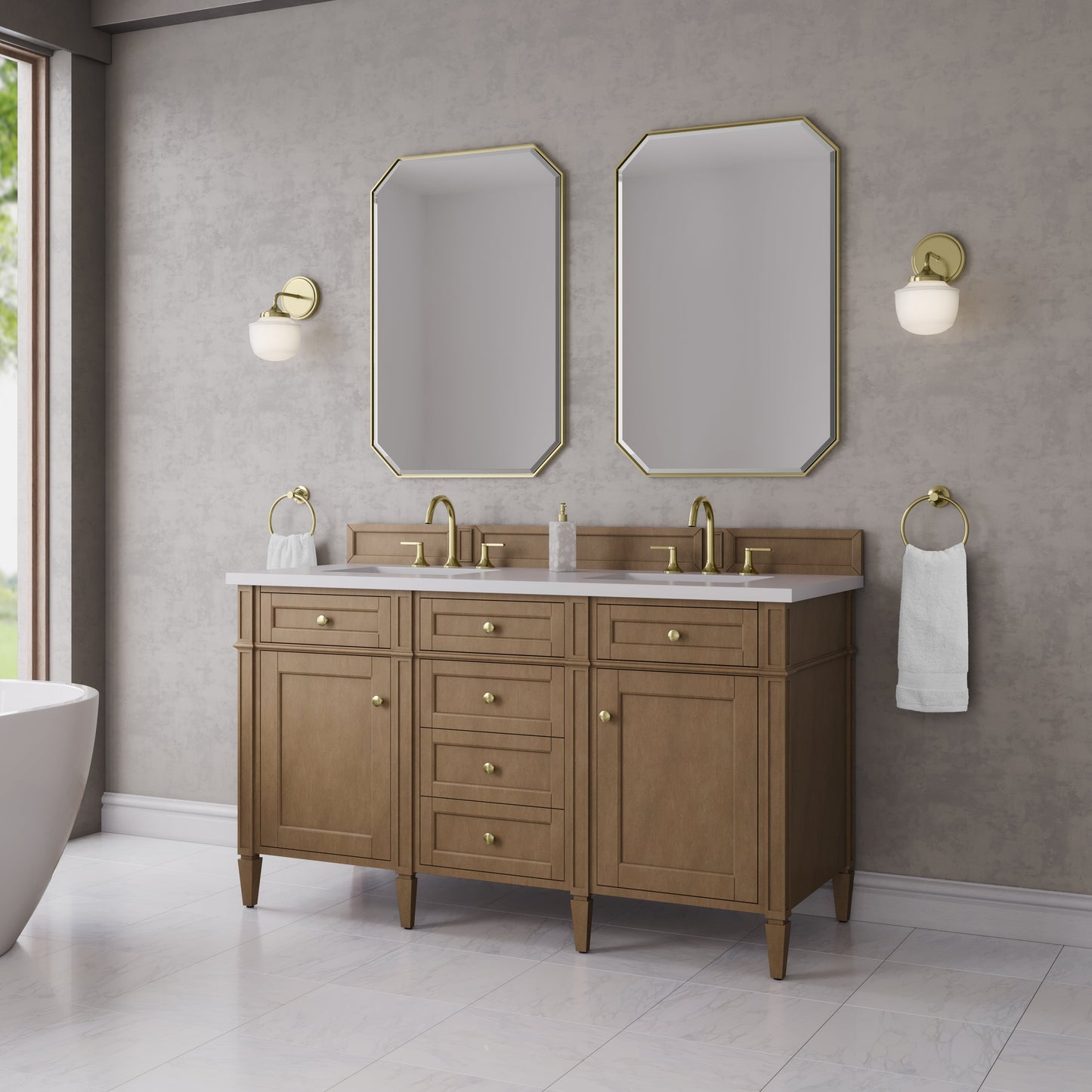 
                  
                    Brittany 60" Double Vanity in Pecan Double bathroom Vanity James Martin Vanities 
                  
                