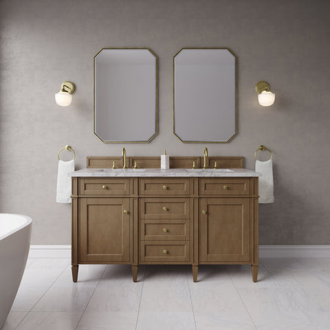 Brittany 60" Double Vanity in Pecan Double bathroom Vanity James Martin Vanities Select Your Top 